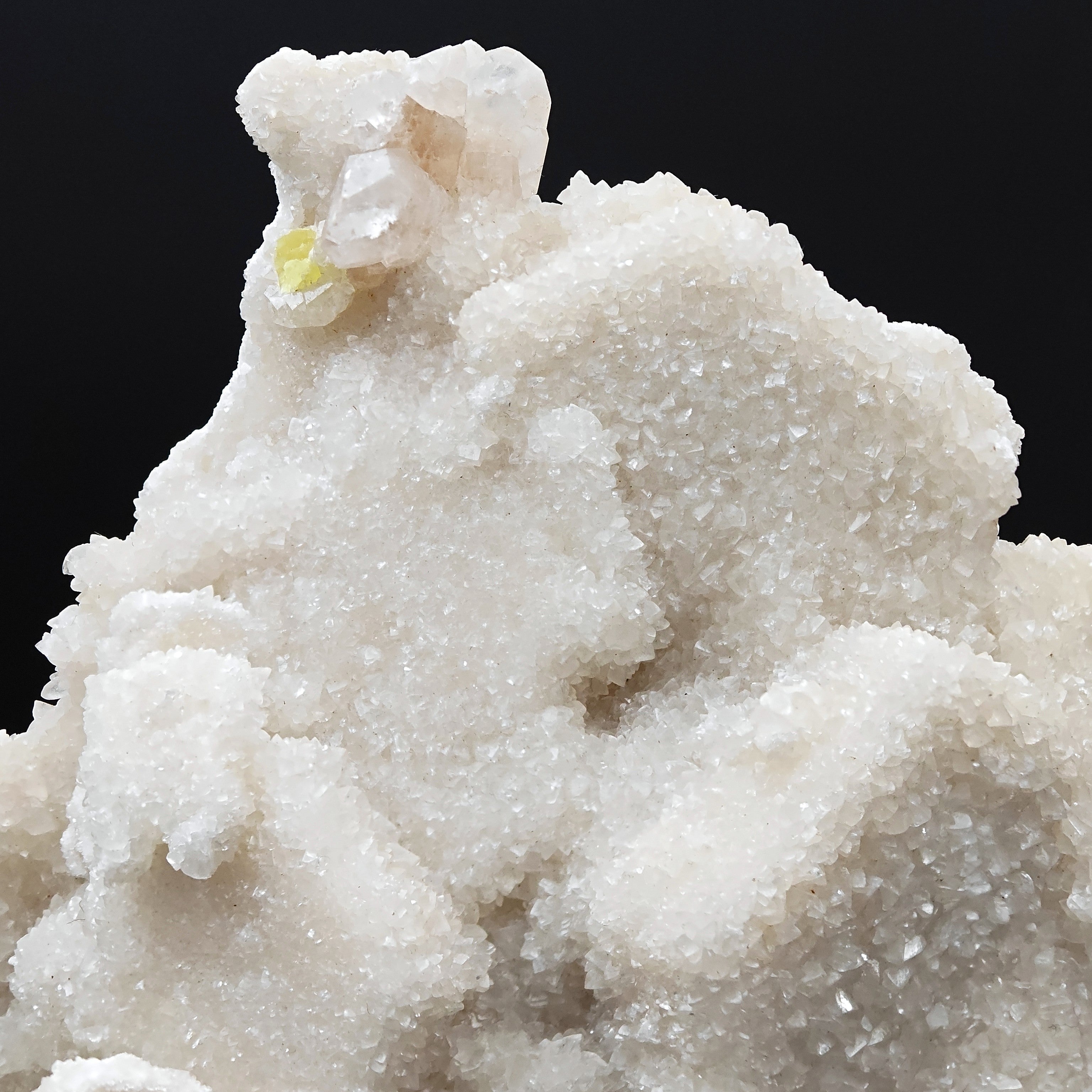 ARAGONITE – Pseudo-Hexagonal Crystals with Sulfur, Cozzo Disi, Sicily, Italy