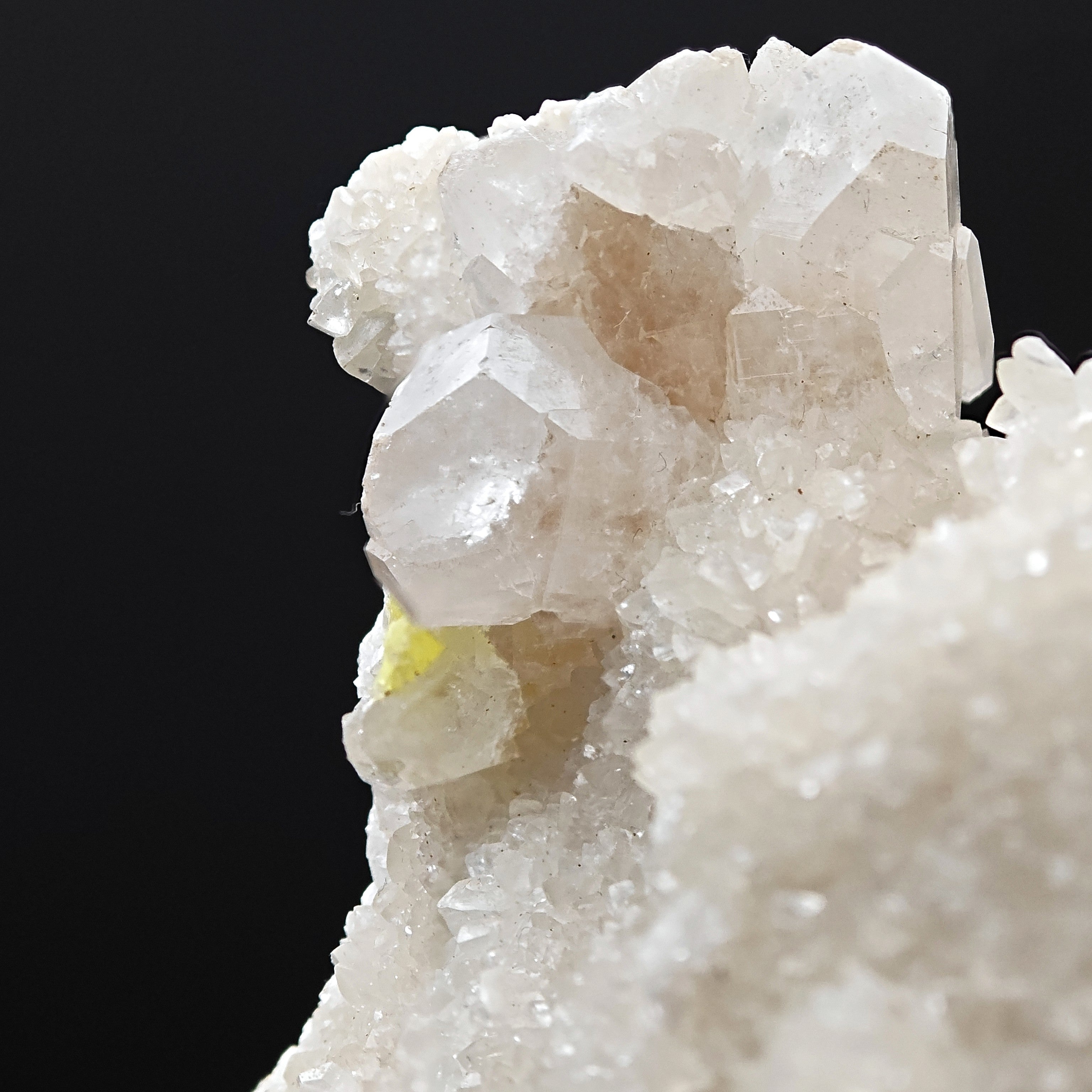 ARAGONITE – Pseudo-Hexagonal Crystals with Sulfur, Cozzo Disi, Sicily, Italy