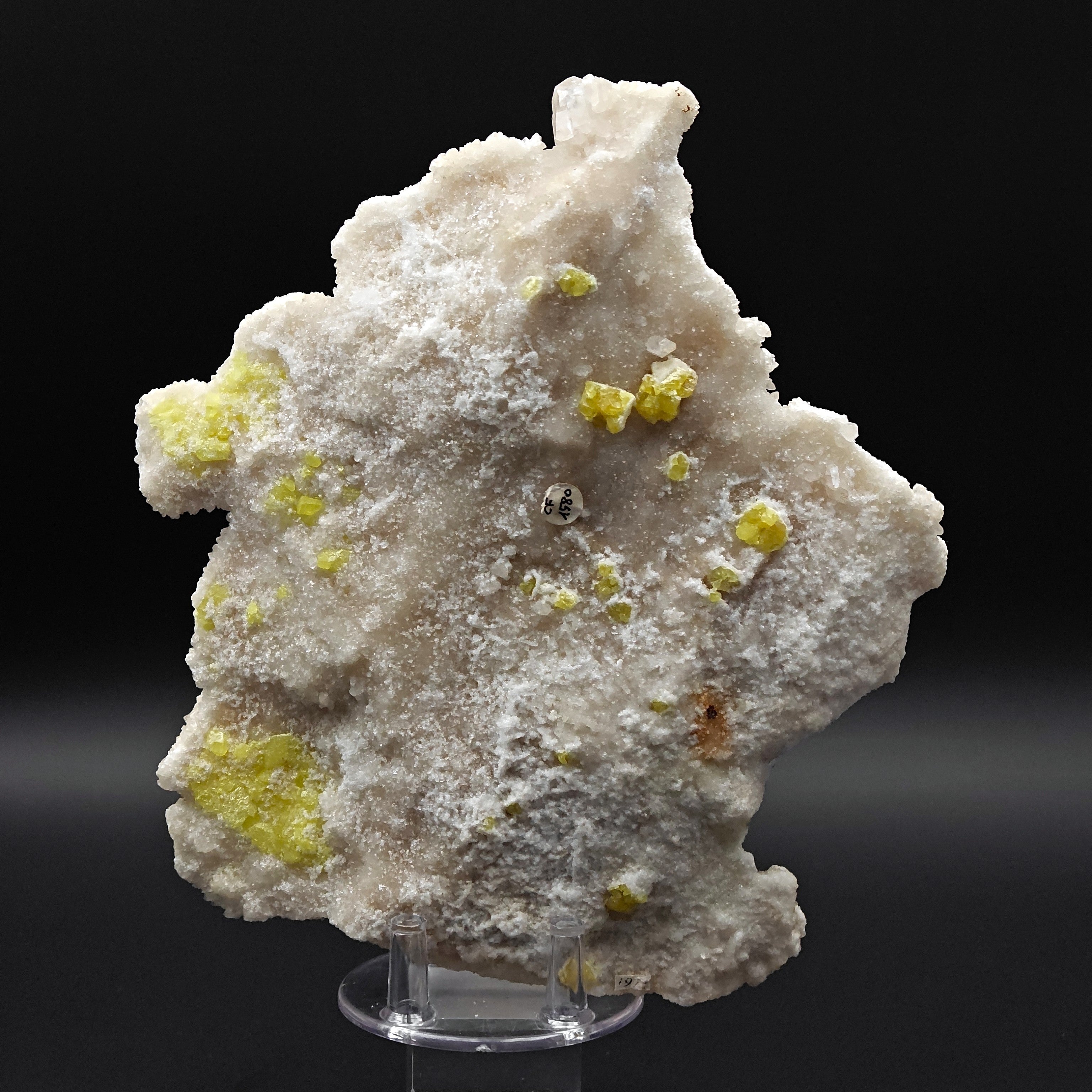 ARAGONITE – Pseudo-Hexagonal Crystals with Sulfur, Cozzo Disi, Sicily, Italy