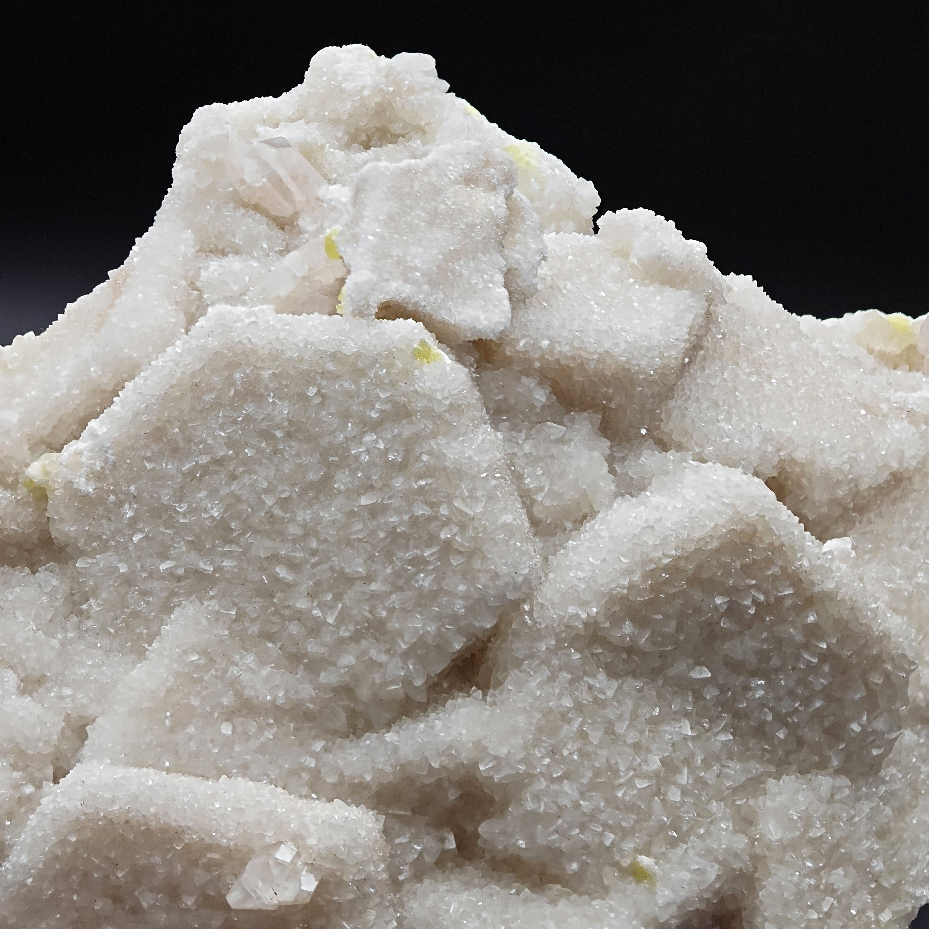 ARAGONITE – Pseudo-Hexagonal Crystals with Sulfur, Cozzo Disi, Sicily, Italy