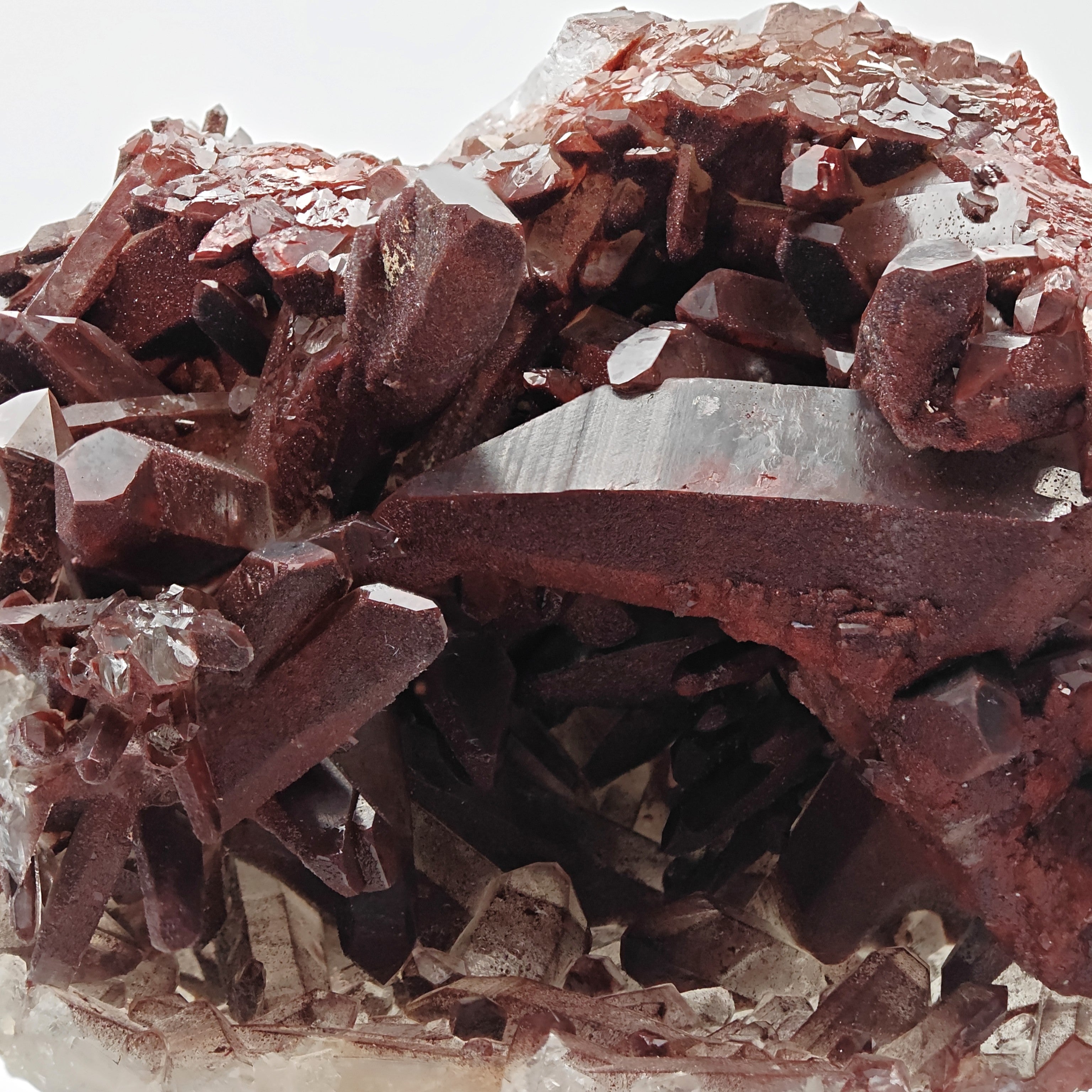 HEMATOID QUARTZ – Lustrous Bordeaux Crystal Cluster and Geode, Tinejdad, Morocco