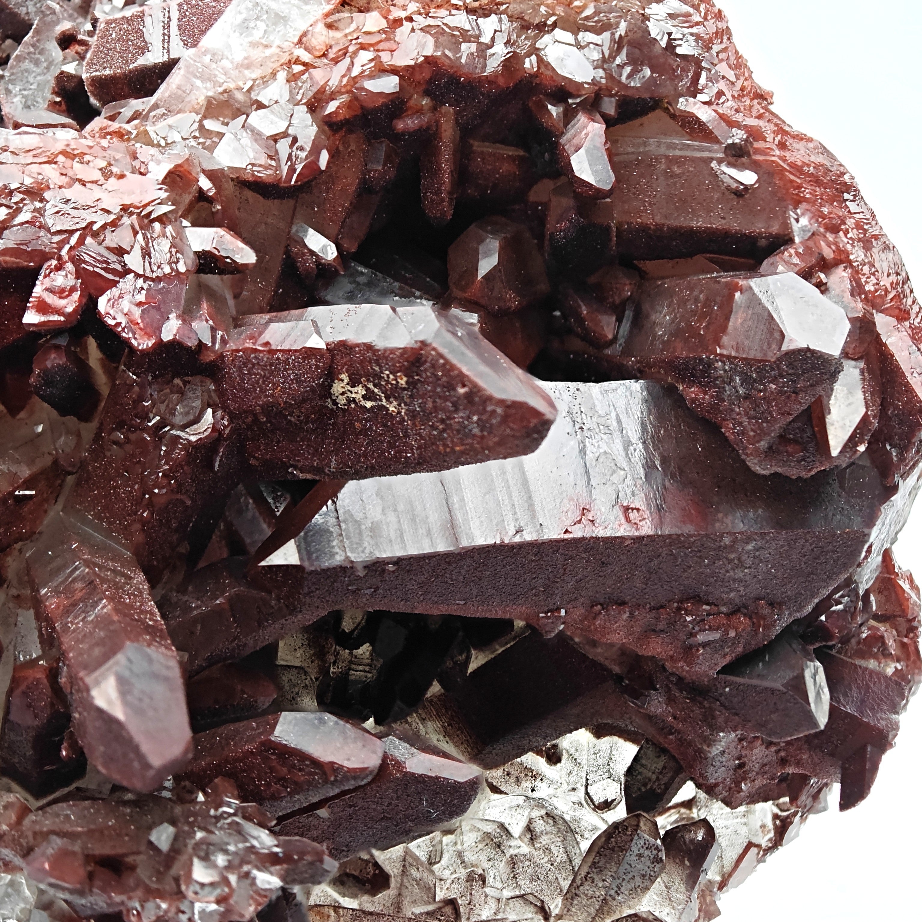HEMATOID QUARTZ – Lustrous Bordeaux Crystal Cluster and Geode, Tinejdad, Morocco
