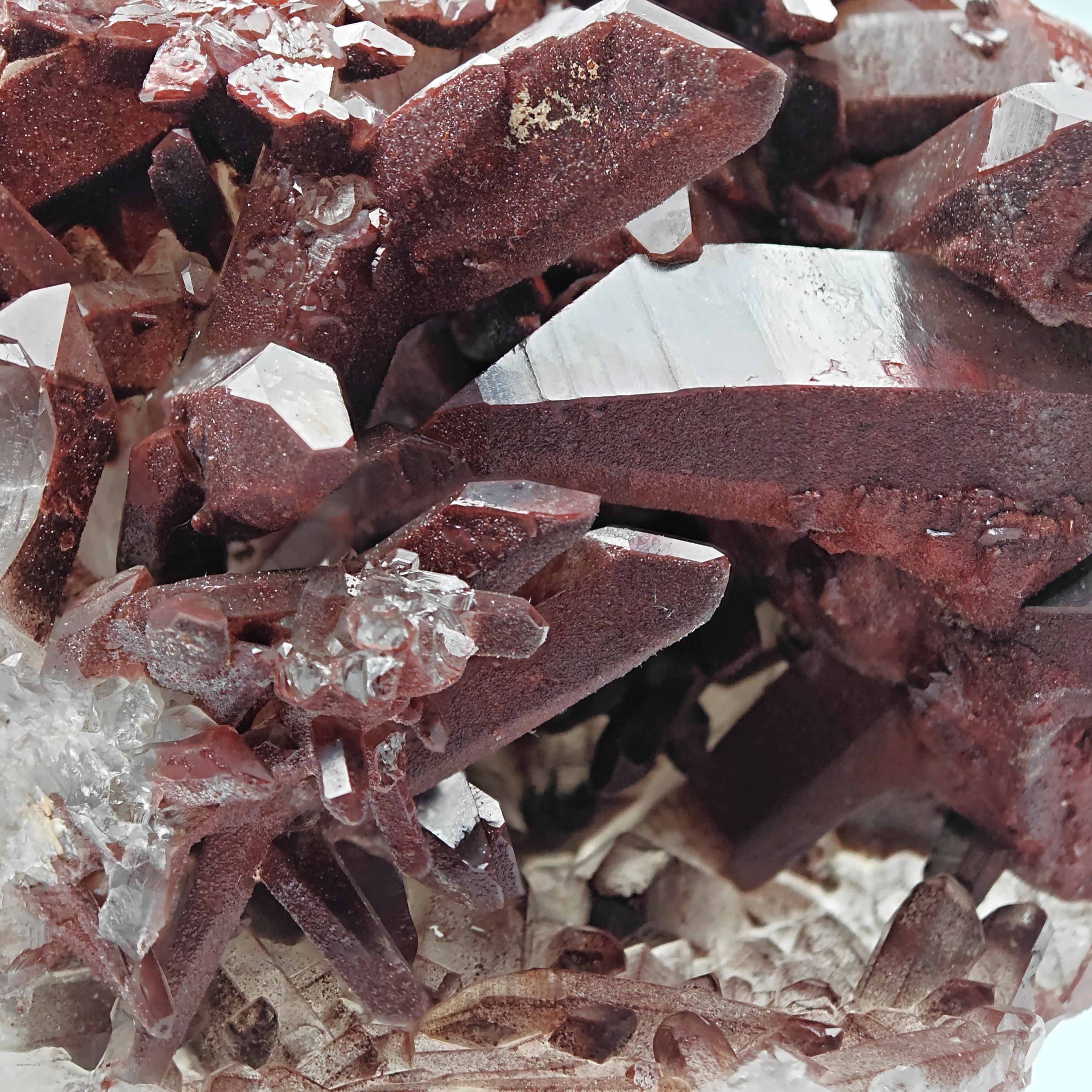 HEMATOID QUARTZ – Lustrous Bordeaux Crystal Cluster and Geode, Tinejdad, Morocco