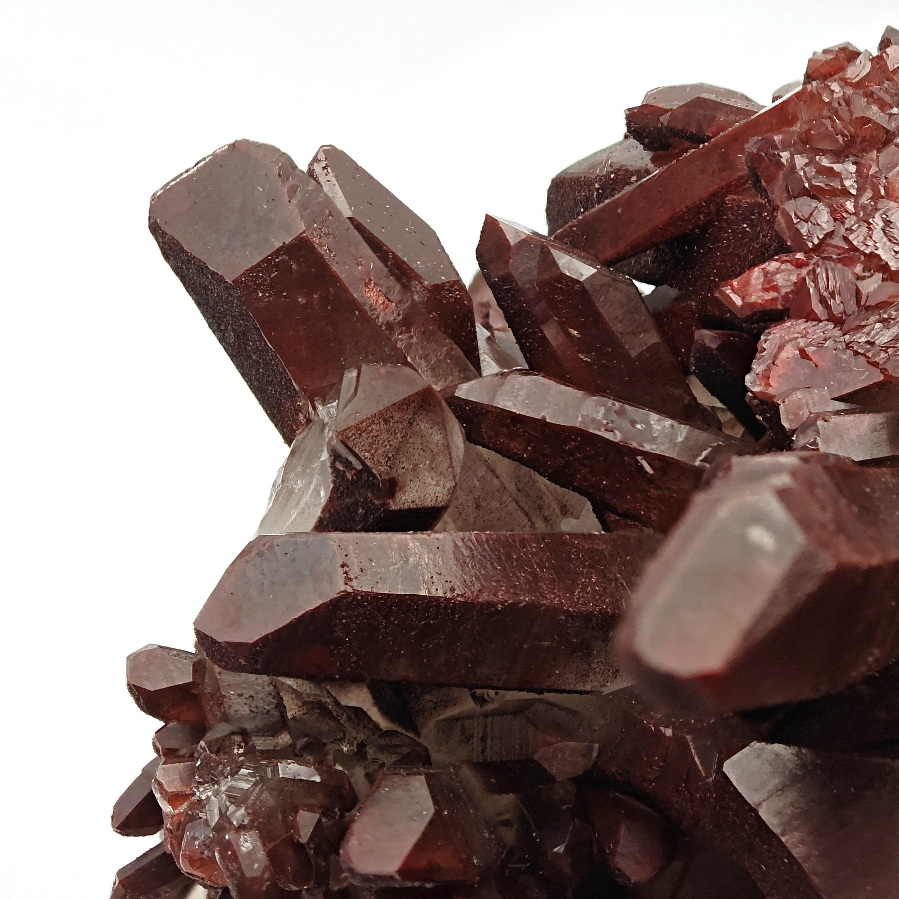 HEMATOID QUARTZ – Lustrous Bordeaux Crystal Cluster and Geode, Tinejdad, Morocco
