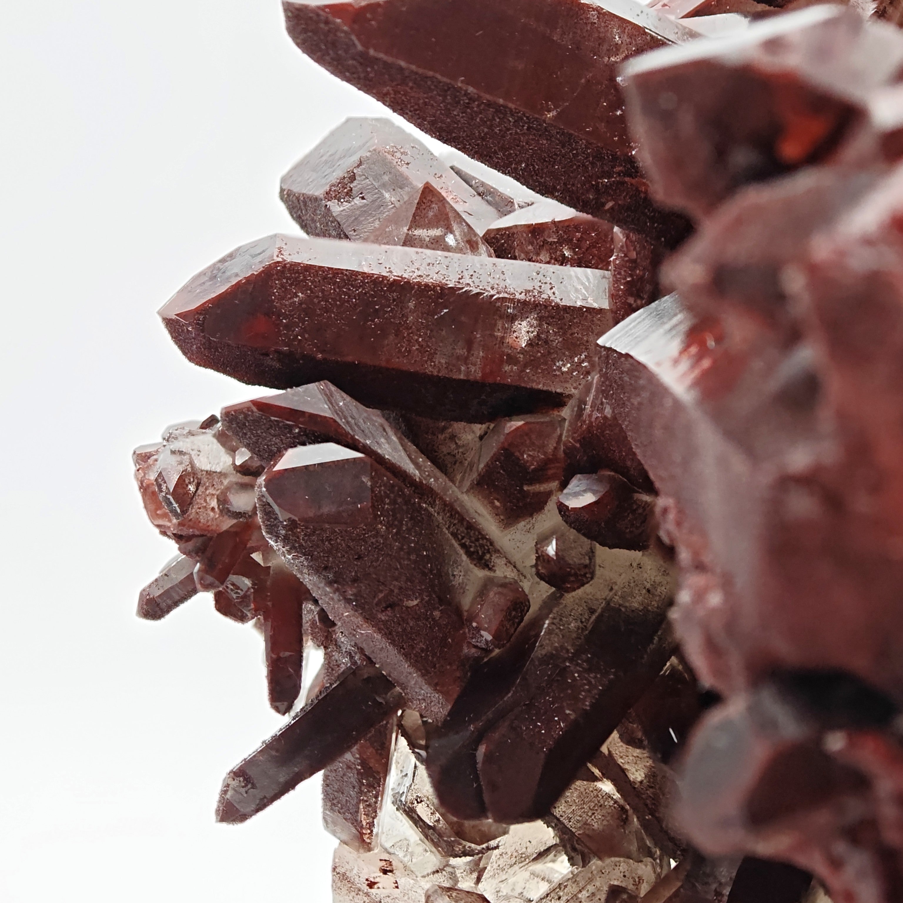 HEMATOID QUARTZ – Lustrous Bordeaux Crystal Cluster and Geode, Tinejdad, Morocco