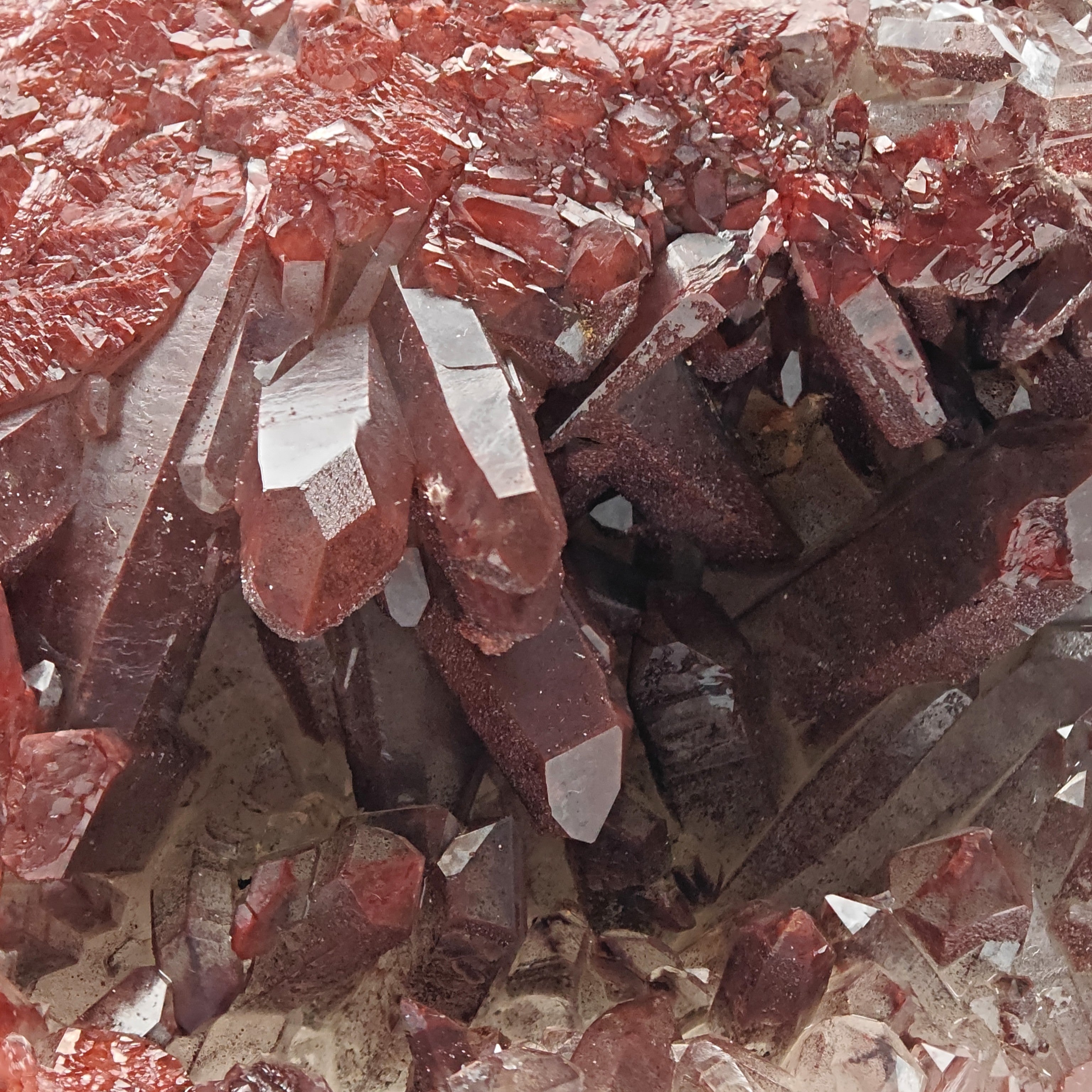 HEMATOID QUARTZ – Lustrous Bordeaux Crystal Cluster and Geode, Tinejdad, Morocco