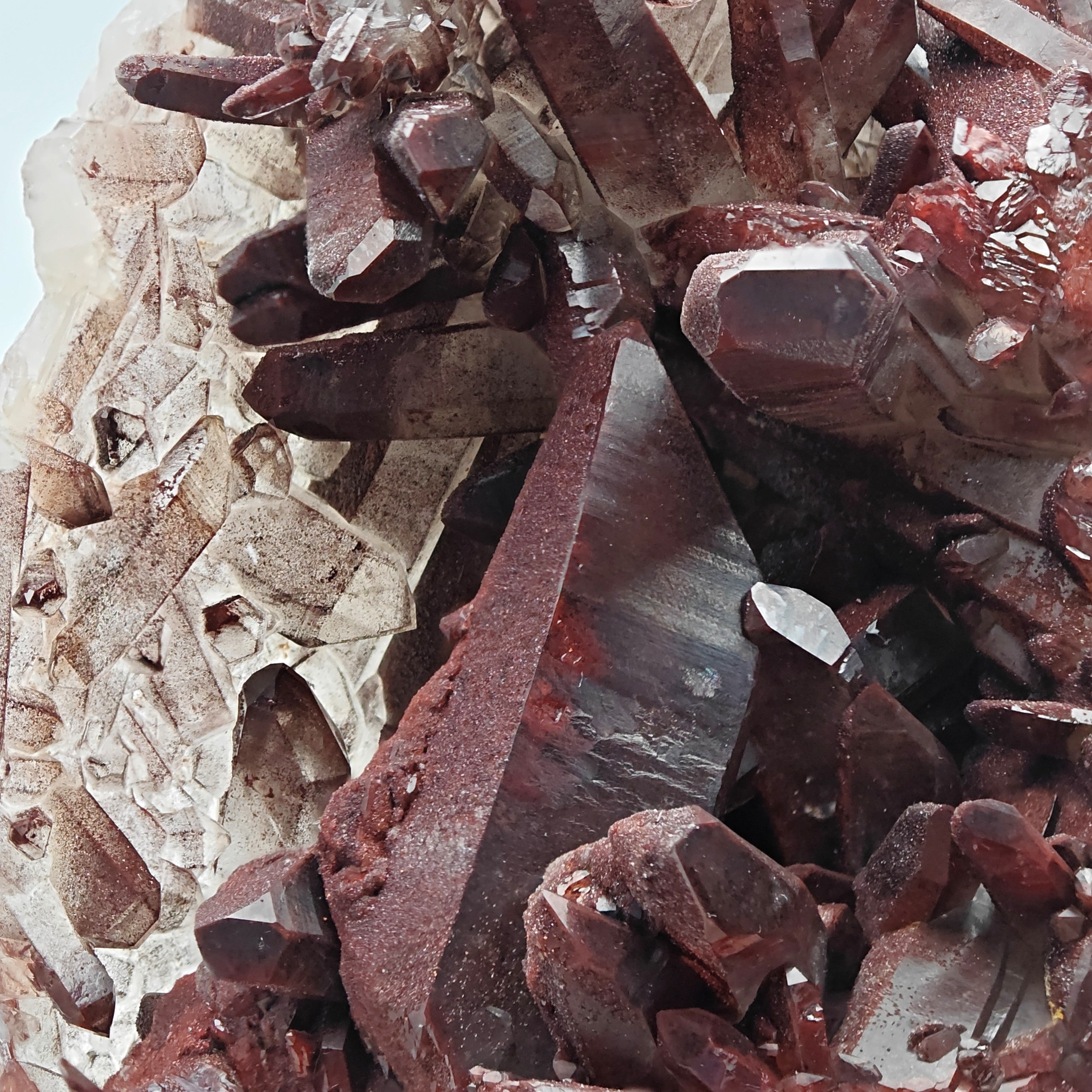 HEMATOID QUARTZ – Lustrous Bordeaux Crystal Cluster and Geode, Tinejdad, Morocco