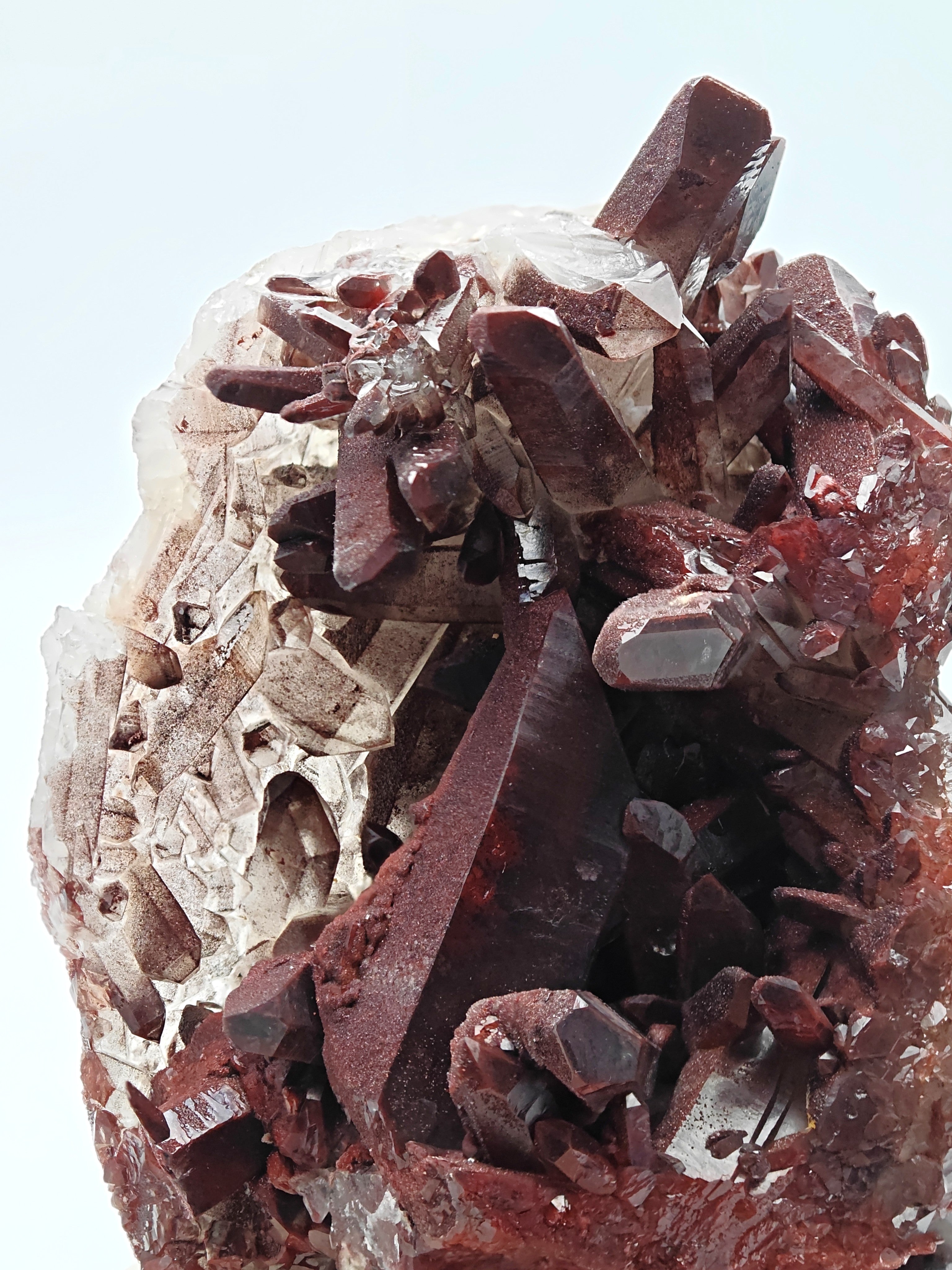 HEMATOID QUARTZ – Lustrous Bordeaux Crystal Cluster and Geode, Tinejdad, Morocco