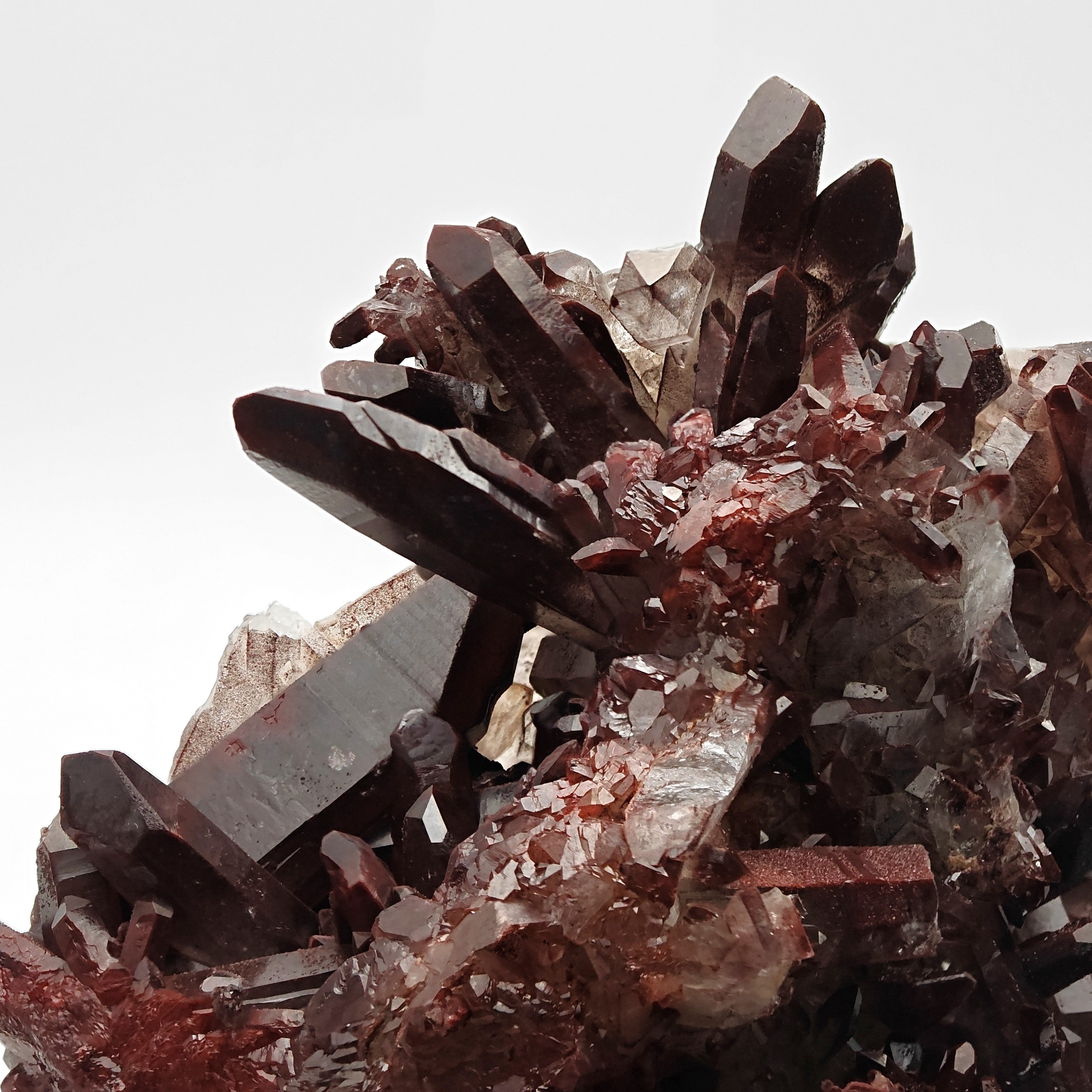 HEMATOID QUARTZ – Lustrous Bordeaux Crystal Cluster and Geode, Tinejdad, Morocco