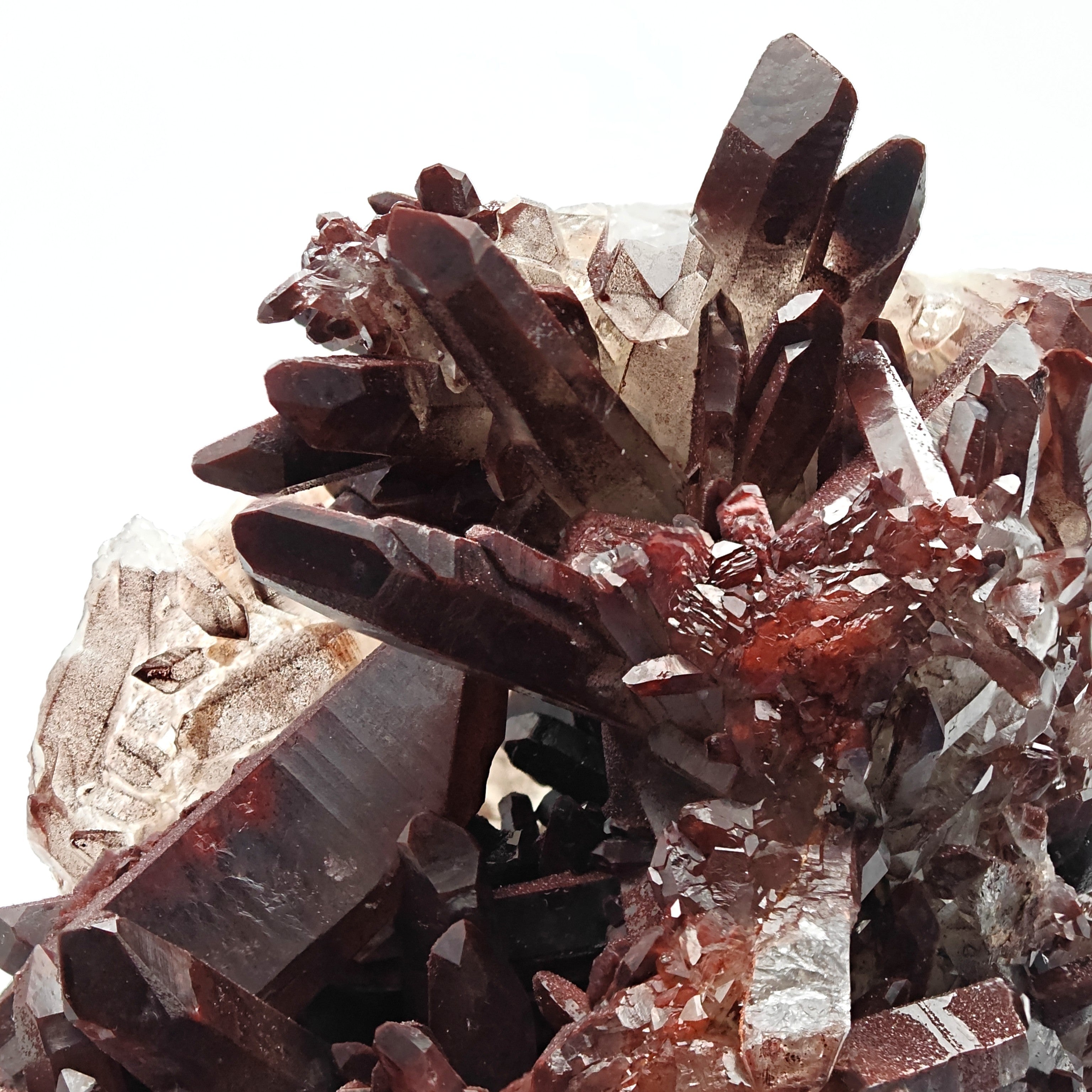 HEMATOID QUARTZ – Lustrous Bordeaux Crystal Cluster and Geode, Tinejdad, Morocco
