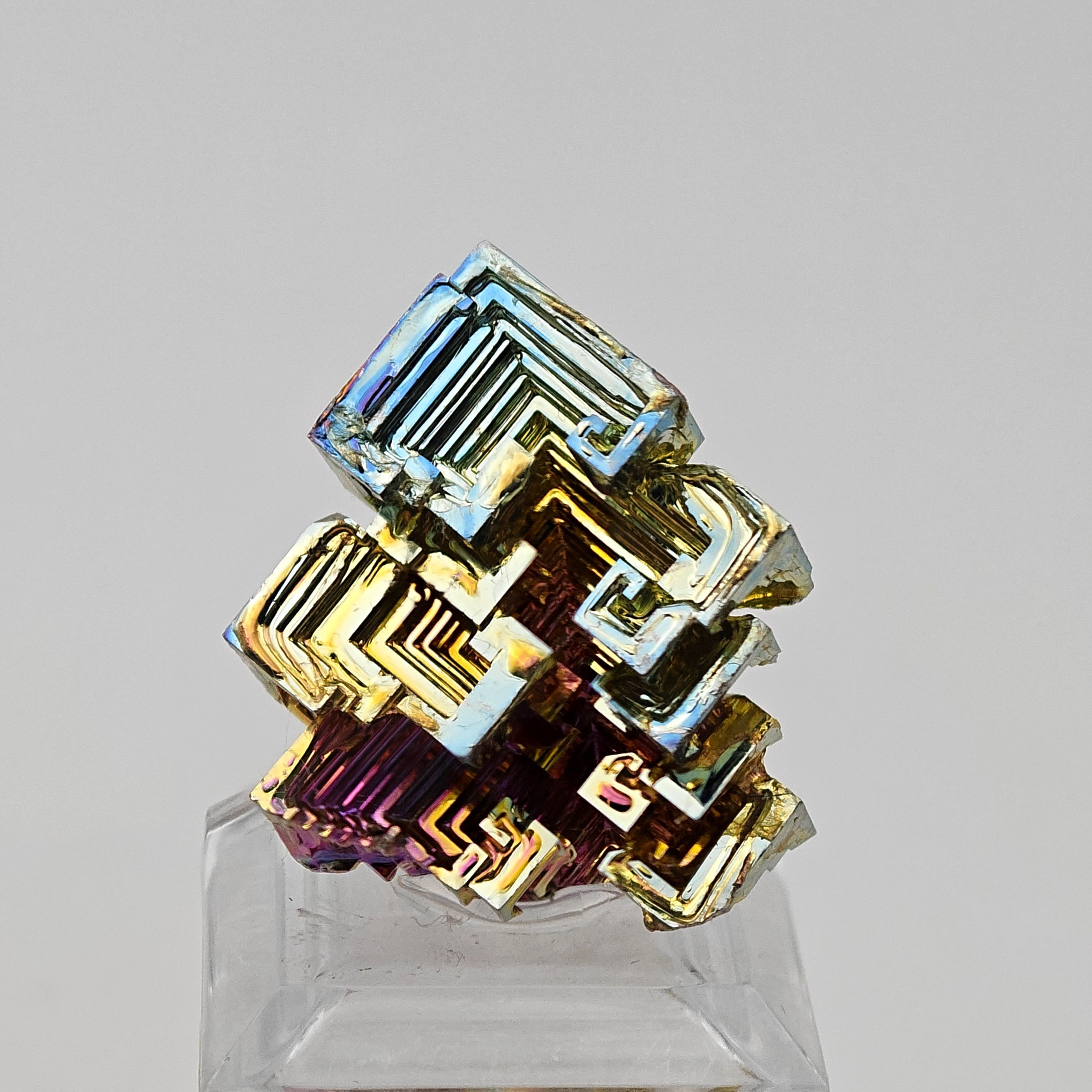 BISMUTH – Lab-Grown Hopper Crystal, Rainbow Iridescence, Japan