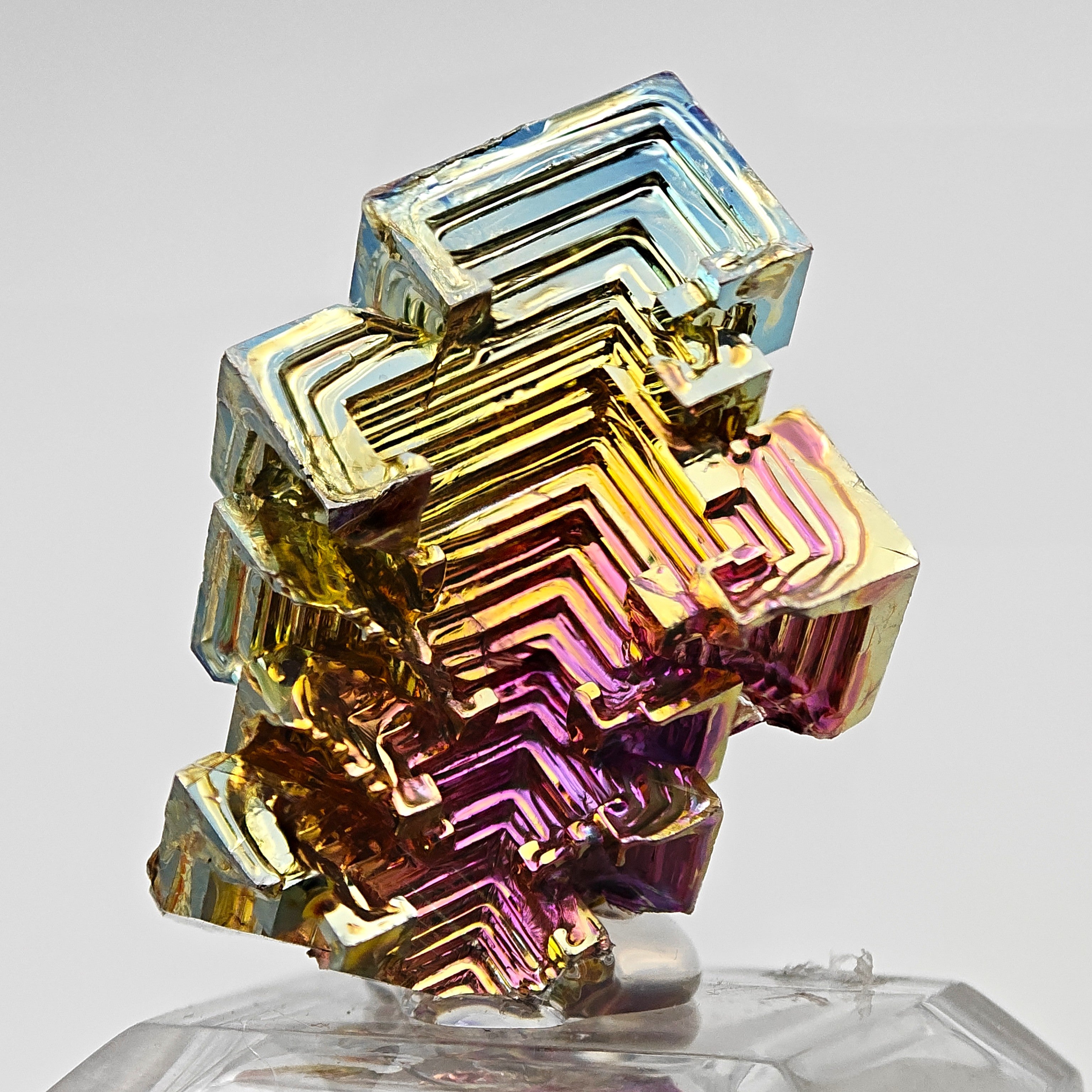 BISMUTH – Lab-Grown Hopper Crystal, Rainbow Iridescence, Japan