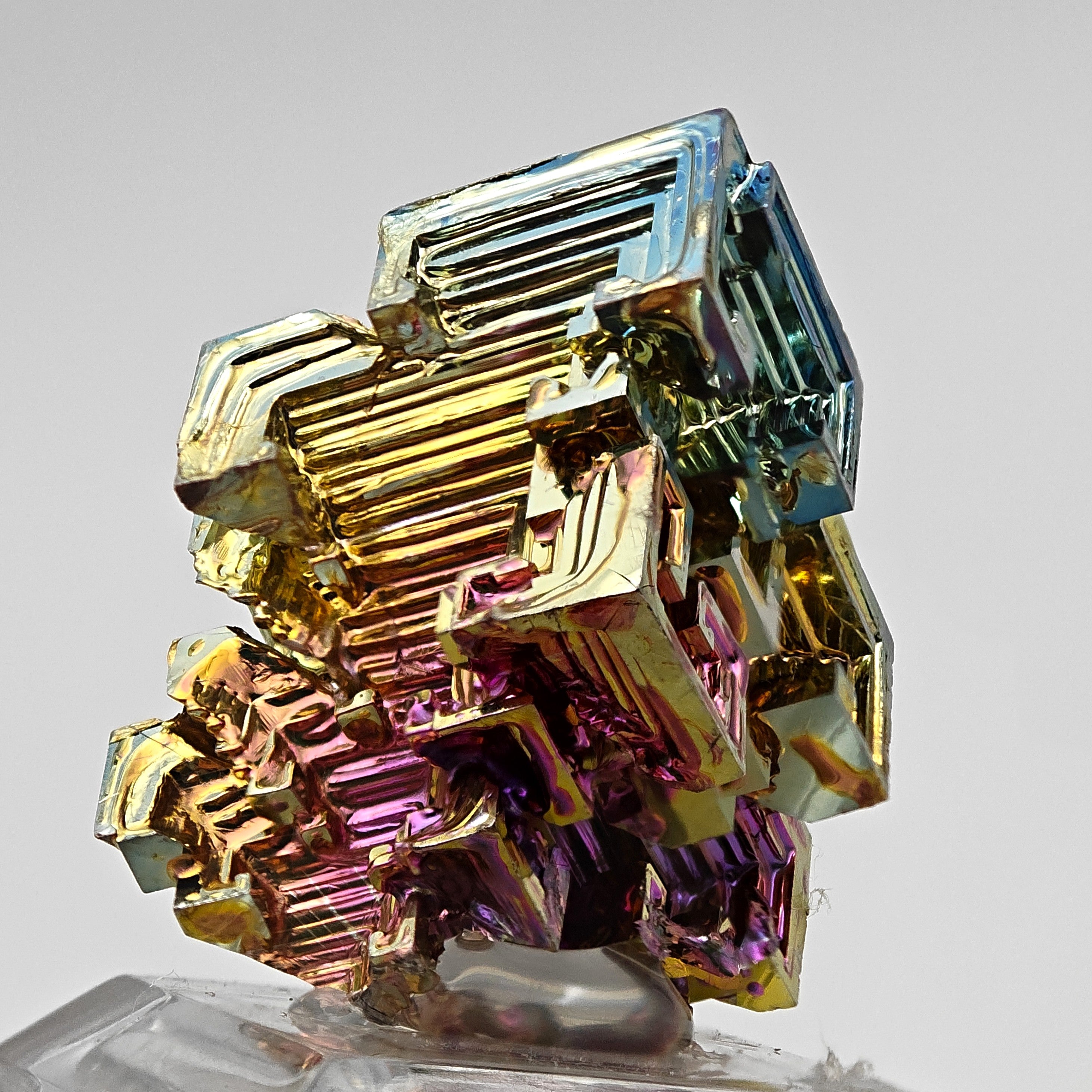 BISMUTH – Lab-Grown Hopper Crystal, Rainbow Iridescence, Japan