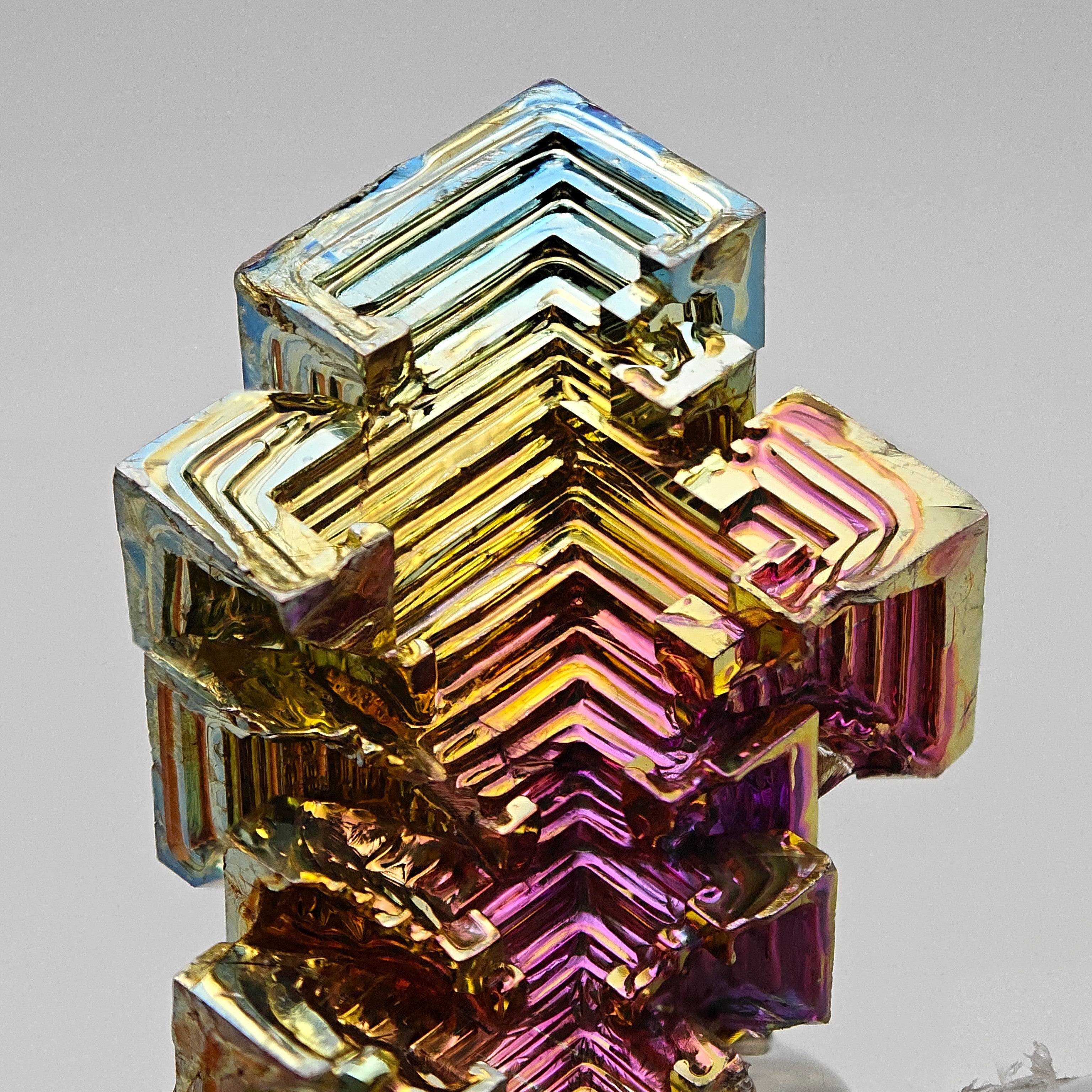 BISMUTH – Lab-Grown Hopper Crystal, Rainbow Iridescence, Japan