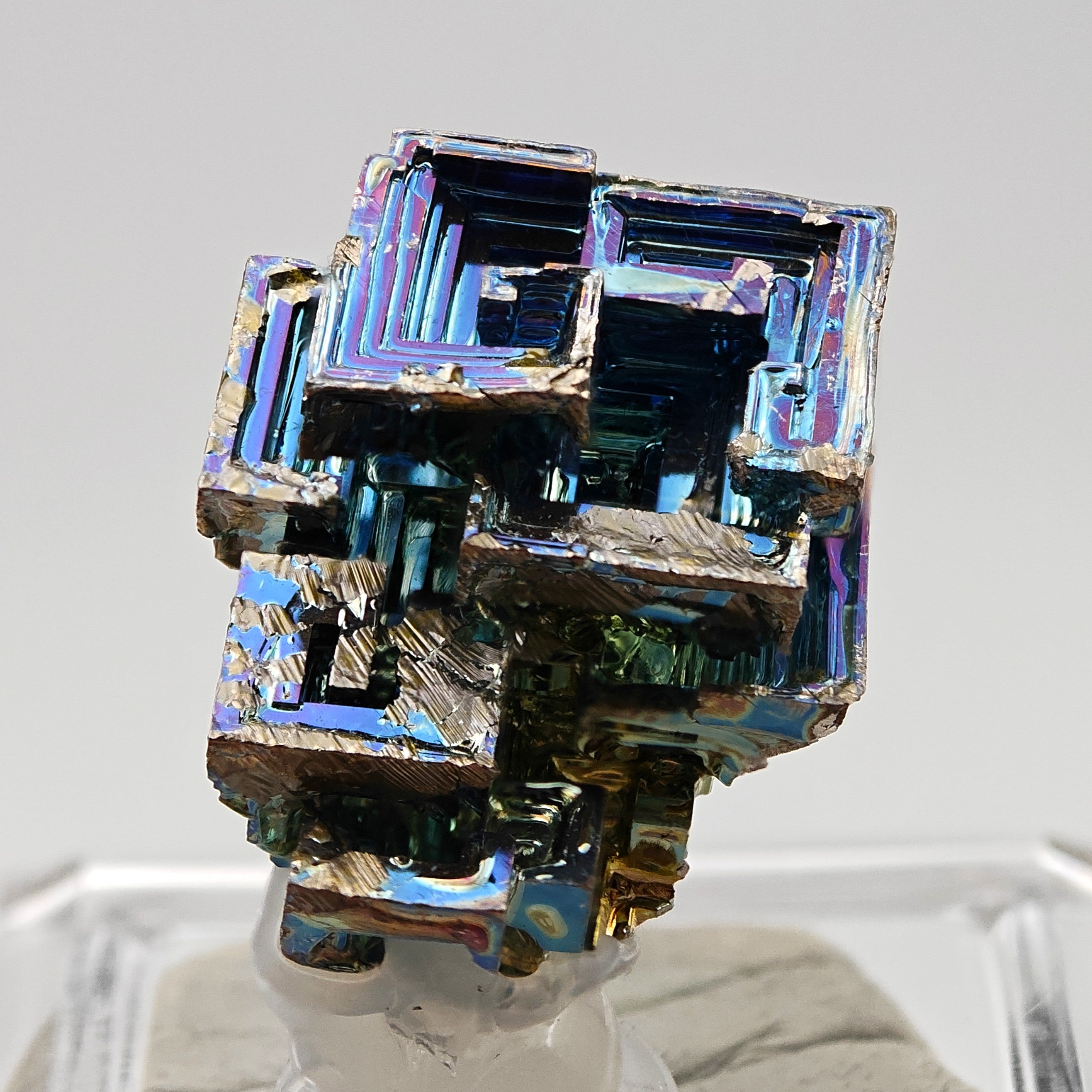 BISMUTH – Lab-Grown Hopper Crystal, Rainbow Iridescence, Japan