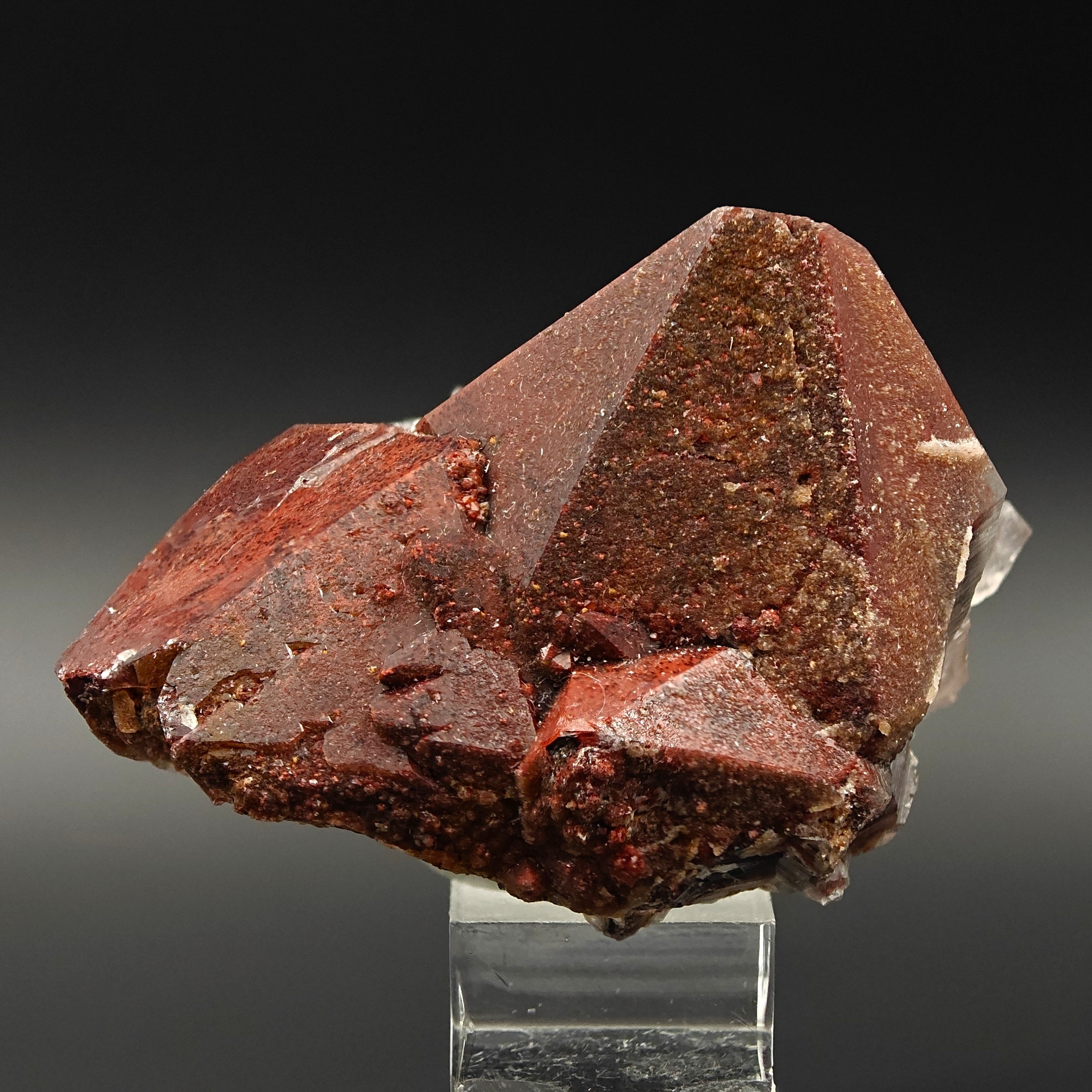 HEMATOID QUARTZ – Vivid Red Crystal Cluster, Tinejdad, Morocco