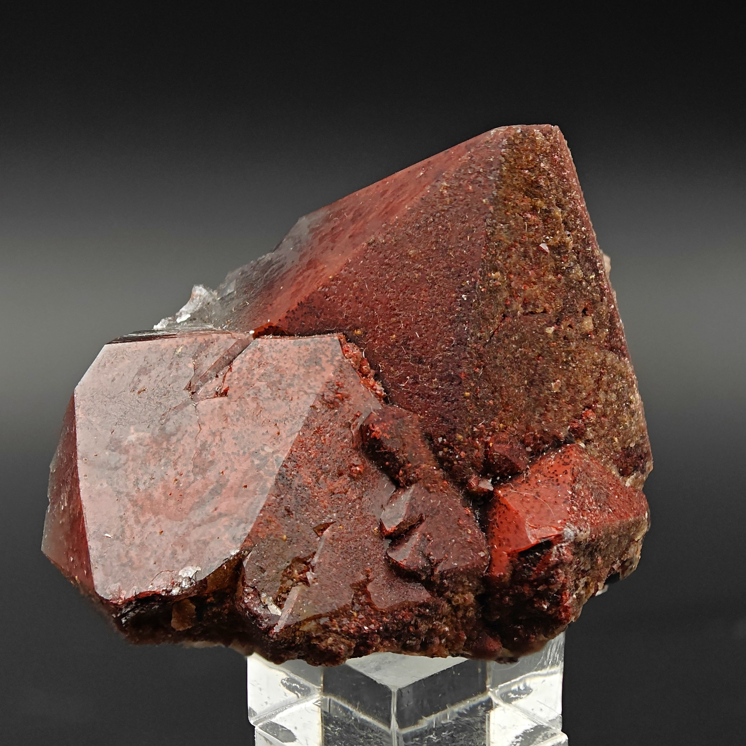 HEMATOID QUARTZ – Vivid Red Crystal Cluster, Tinejdad, Morocco