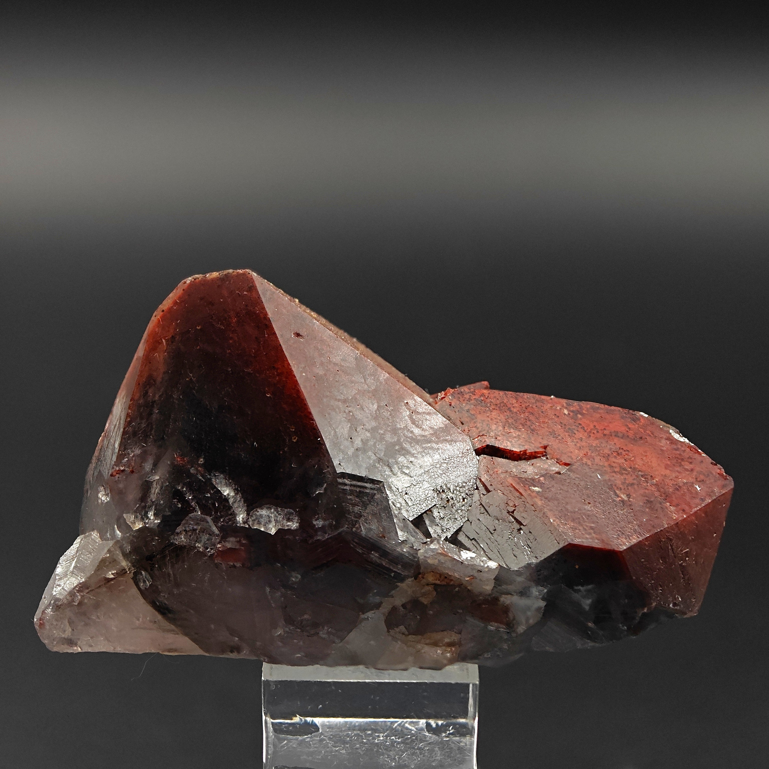 HEMATOID QUARTZ – Vivid Red Crystal Cluster, Tinejdad, Morocco