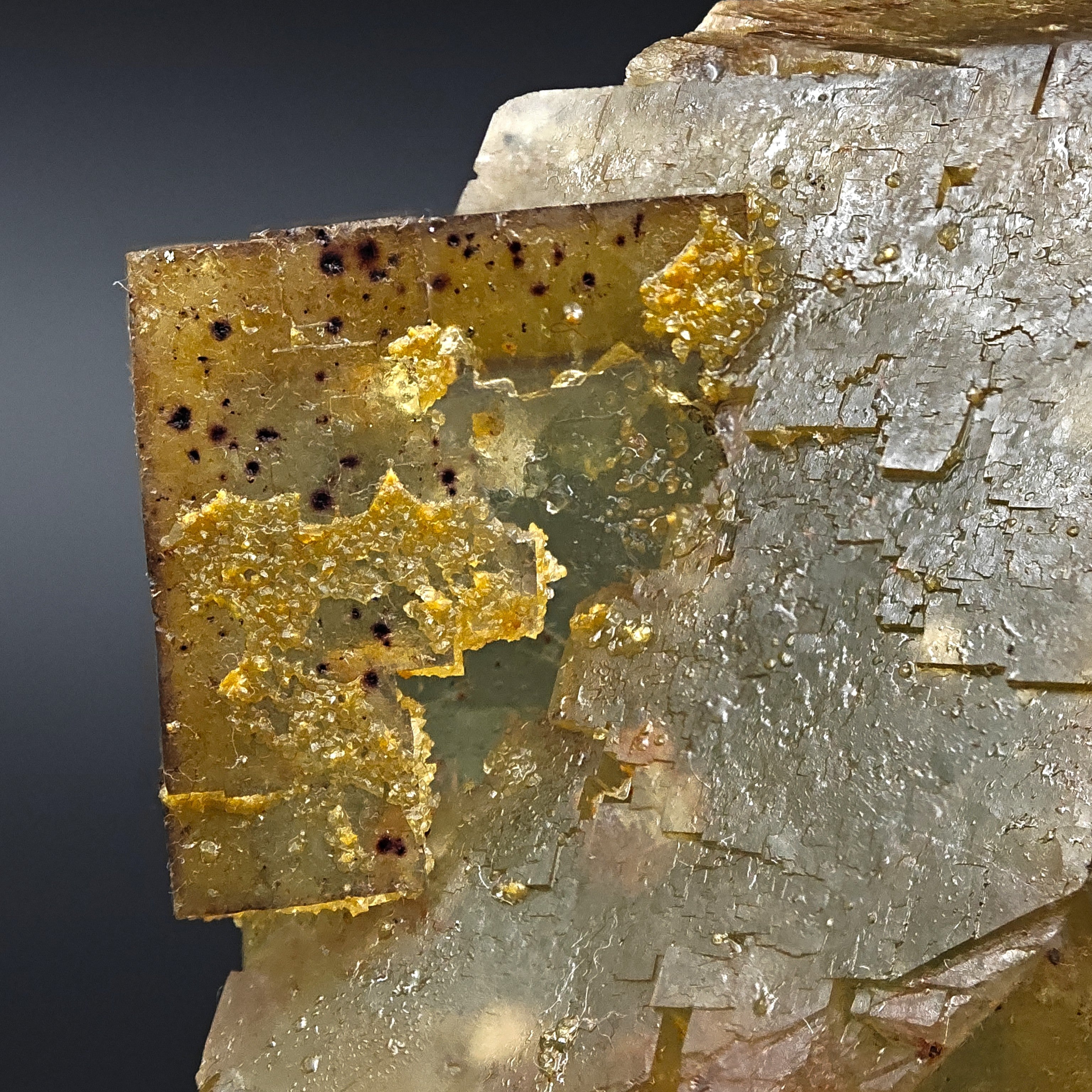 BICOLOR FLUORITE – Green & Yellow Cubic Crystals with PHANTOMS, Morocco