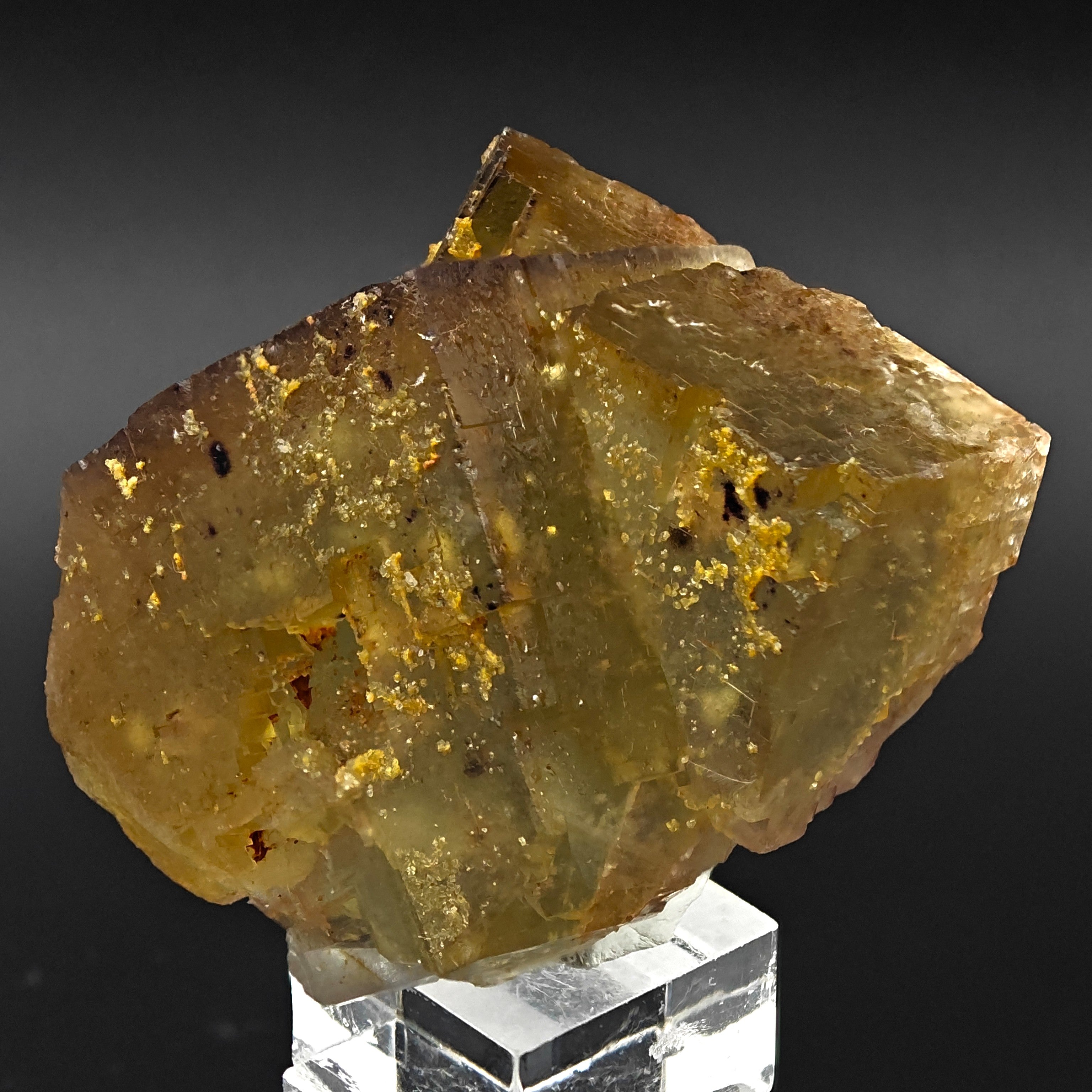 BICOLOR FLUORITE – Green & Yellow Cubic Crystals with PHANTOMS, Morocco