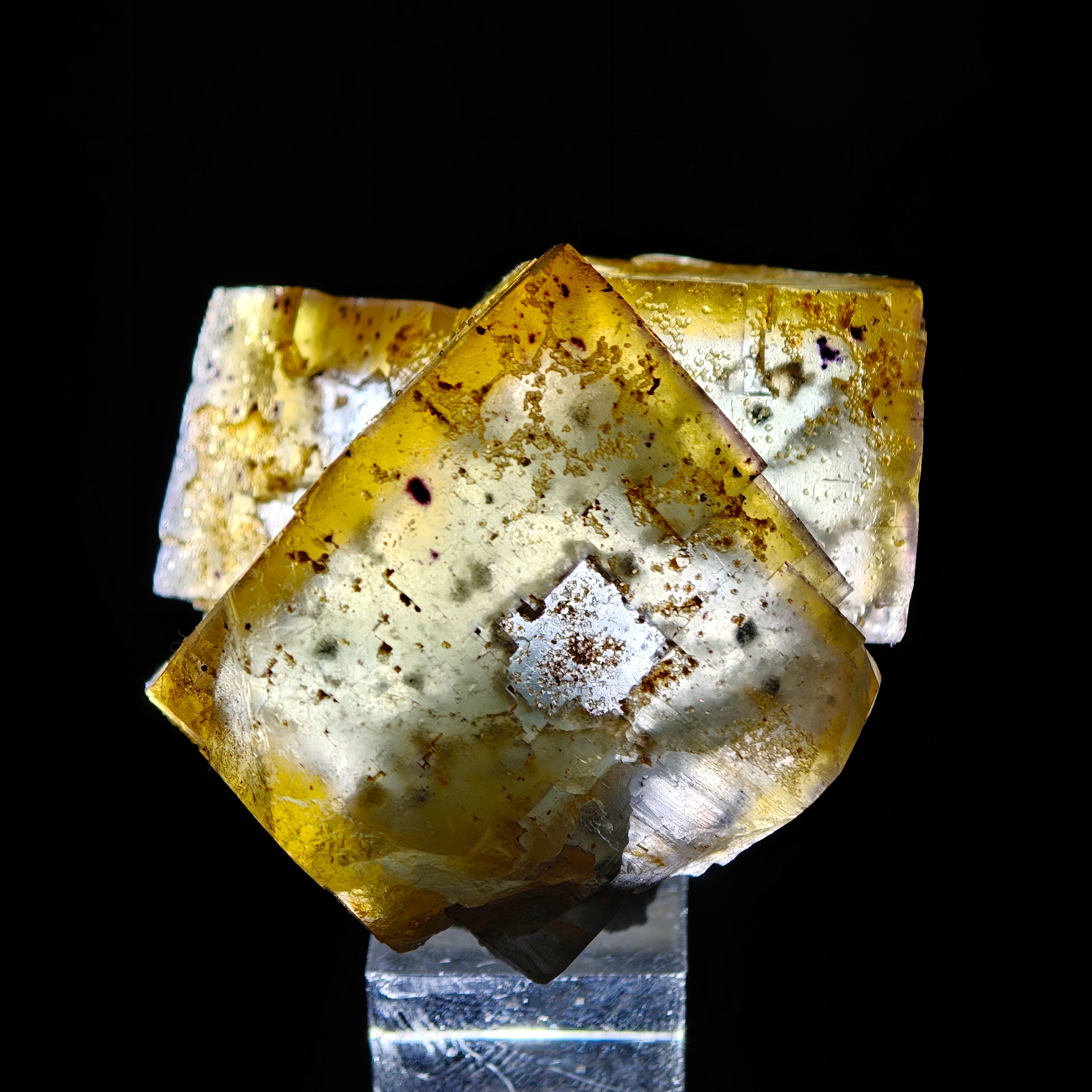 BICOLOR FLUORITE – Green & Yellow Cubic Crystals with PHANTOMS, Morocco