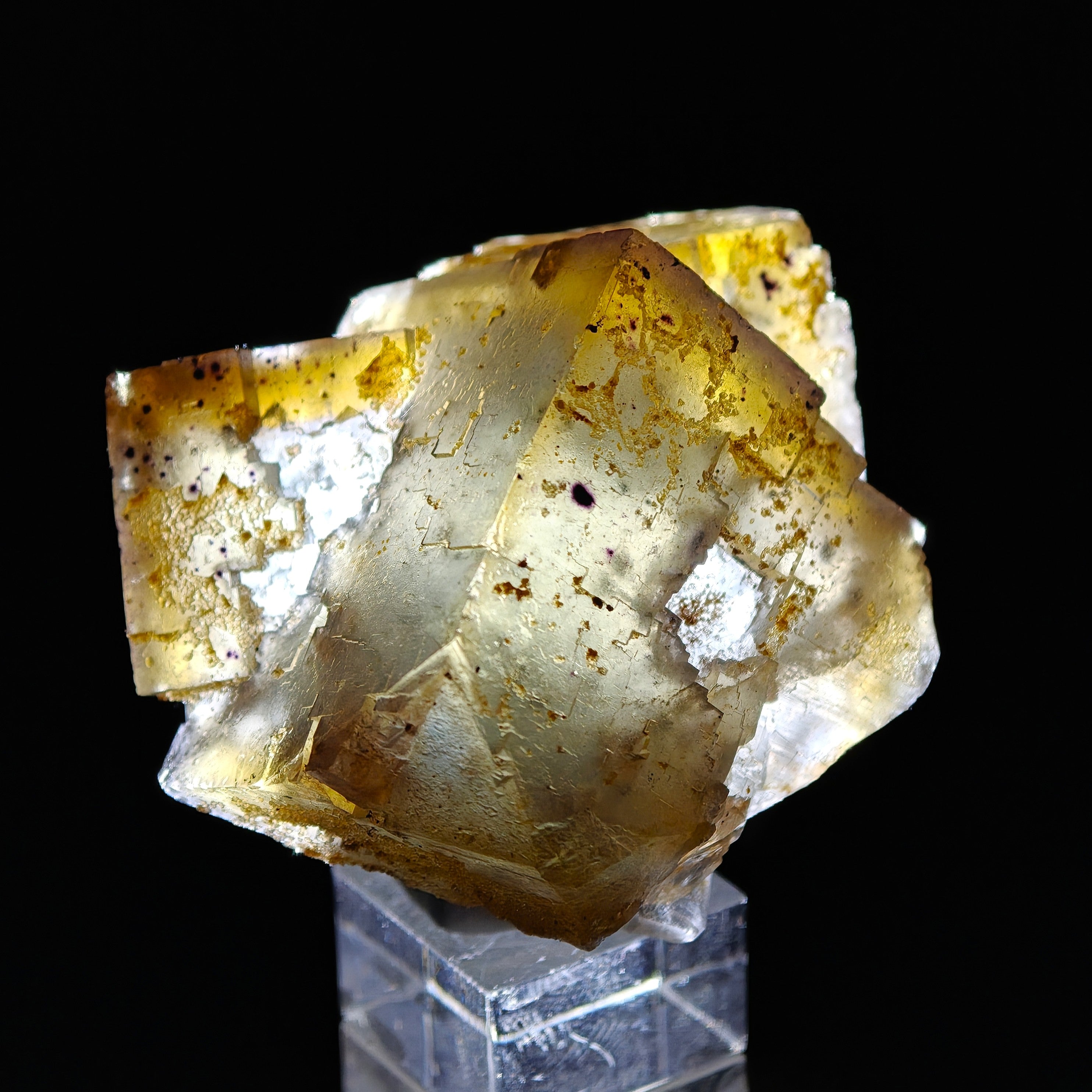 BICOLOR FLUORITE – Green & Yellow Cubic Crystals with PHANTOMS, Morocco