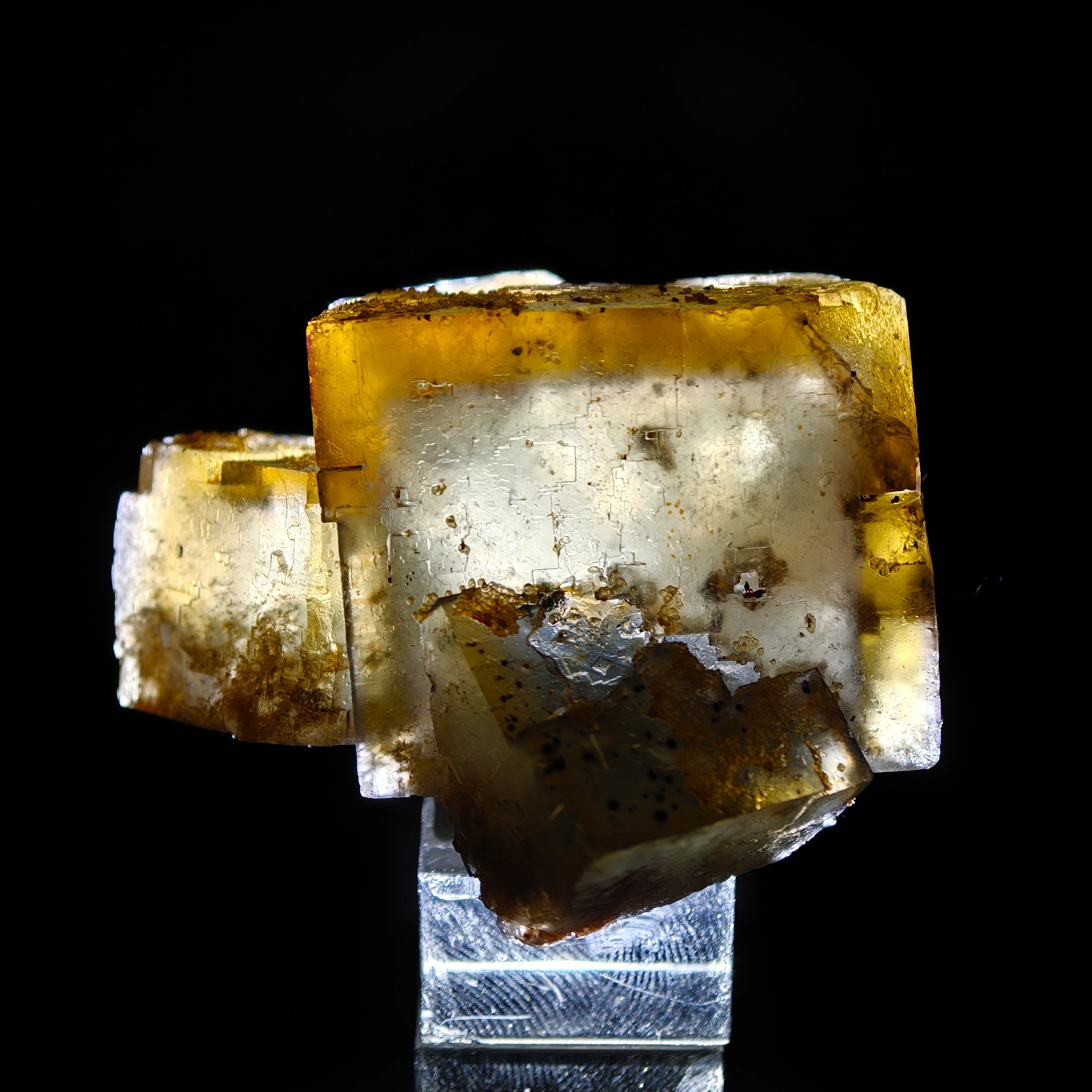 BICOLOR FLUORITE – Green & Yellow Cubic Crystals with PHANTOMS, Morocco