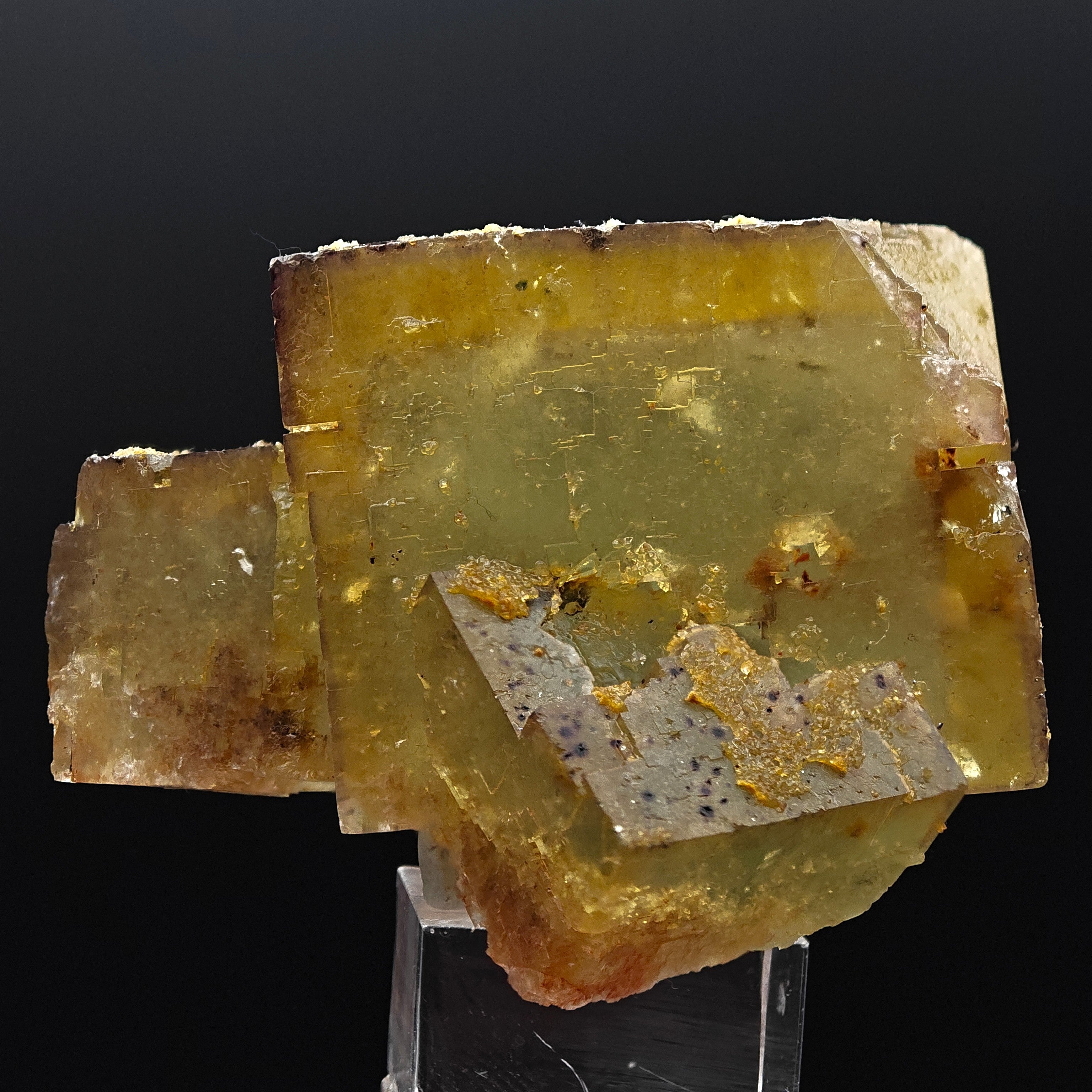 BICOLOR FLUORITE – Green & Yellow Cubic Crystals with PHANTOMS, Morocco