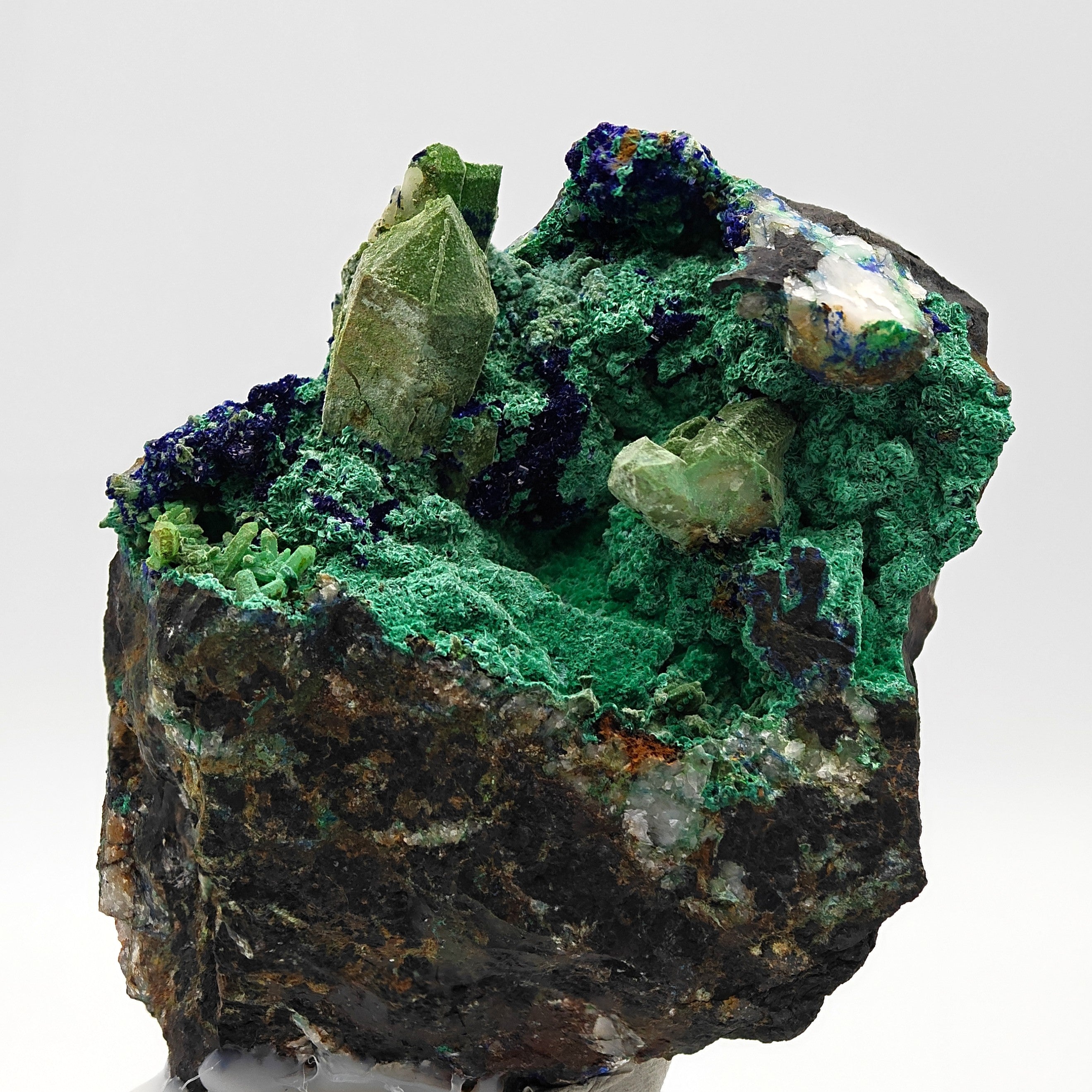 QUARTZ, AZURITE & MALACHITE – Vivid Blue-Green Crystals, M'Ssici, Morocco