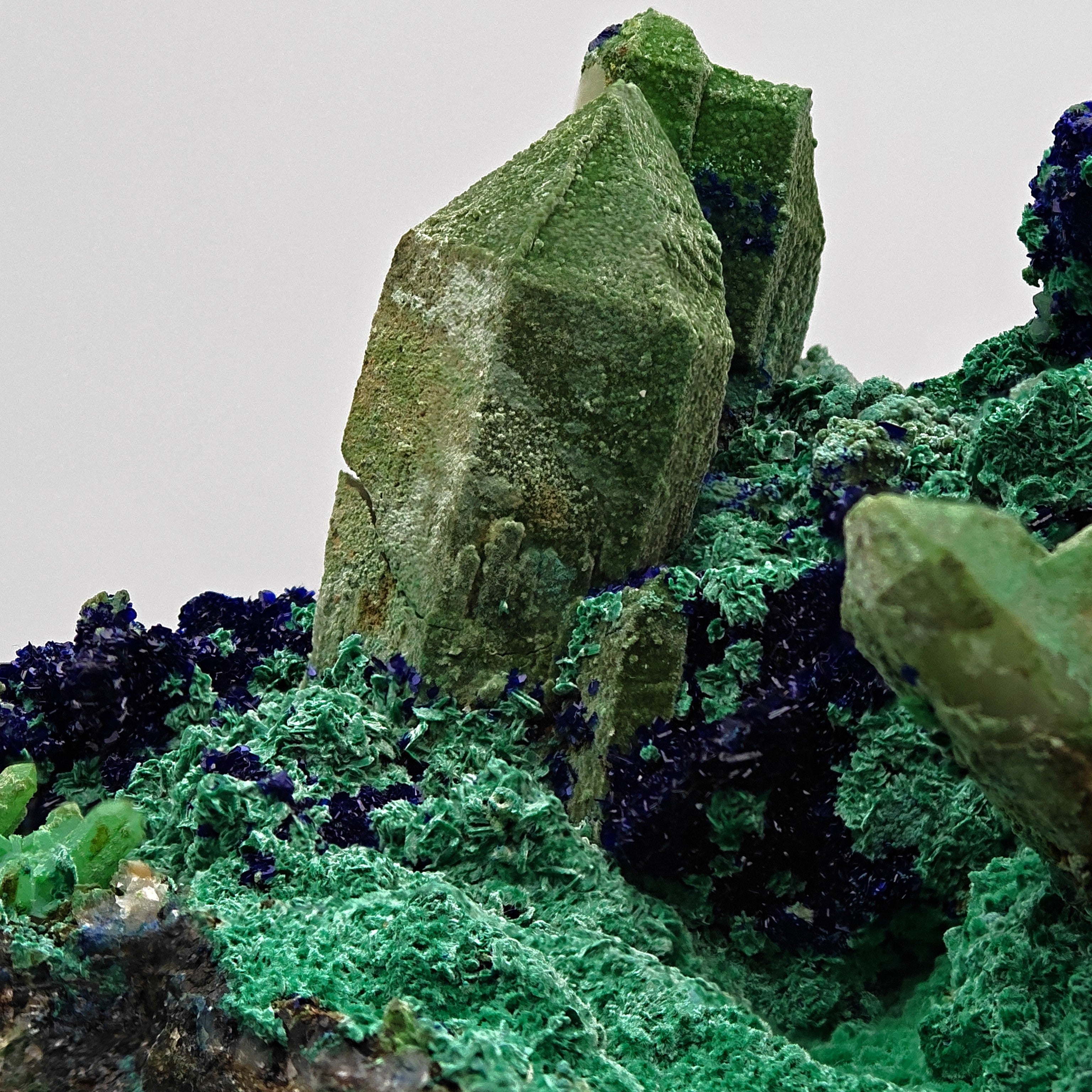 QUARTZ, AZURITE & MALACHITE – Vivid Blue-Green Crystals, M'Ssici, Morocco