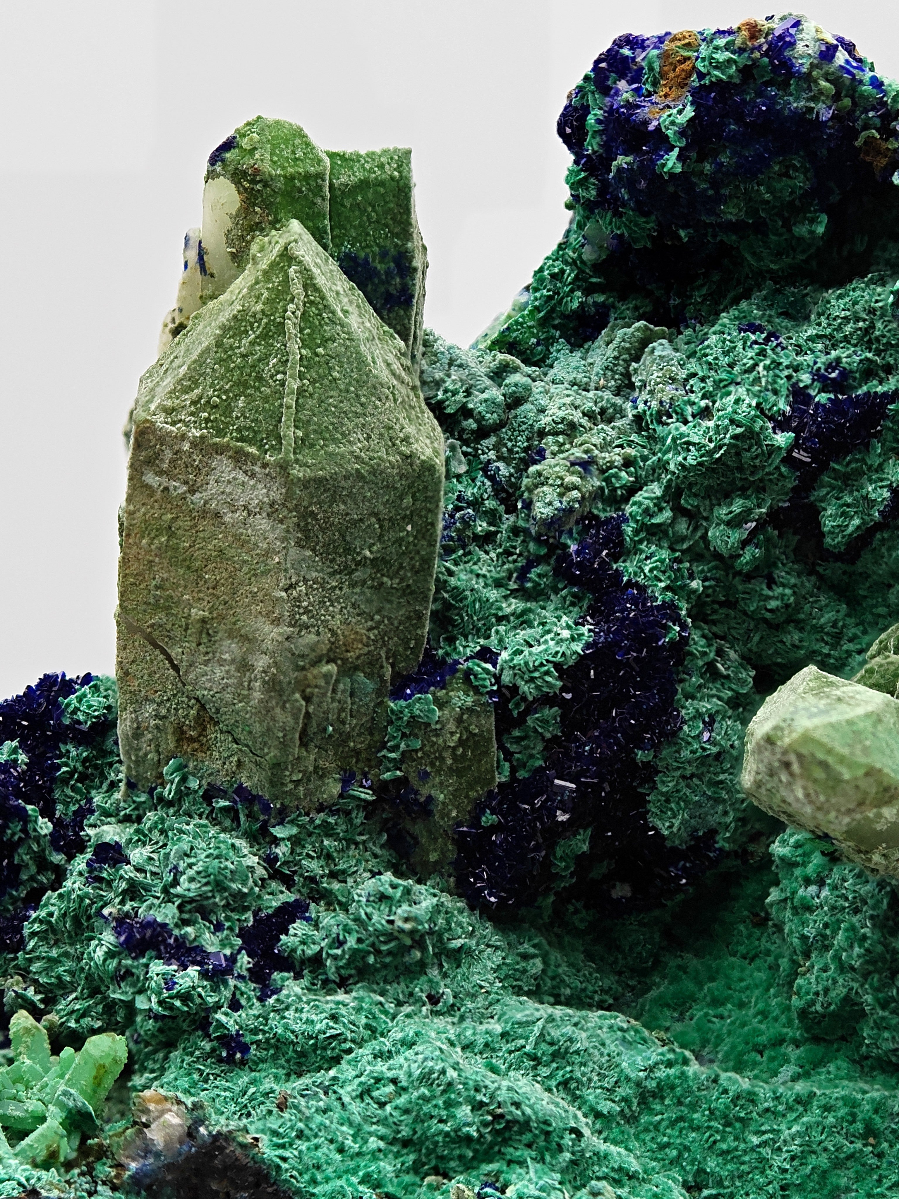 QUARTZ, AZURITE & MALACHITE – Vivid Blue-Green Crystals, M'Ssici, Morocco