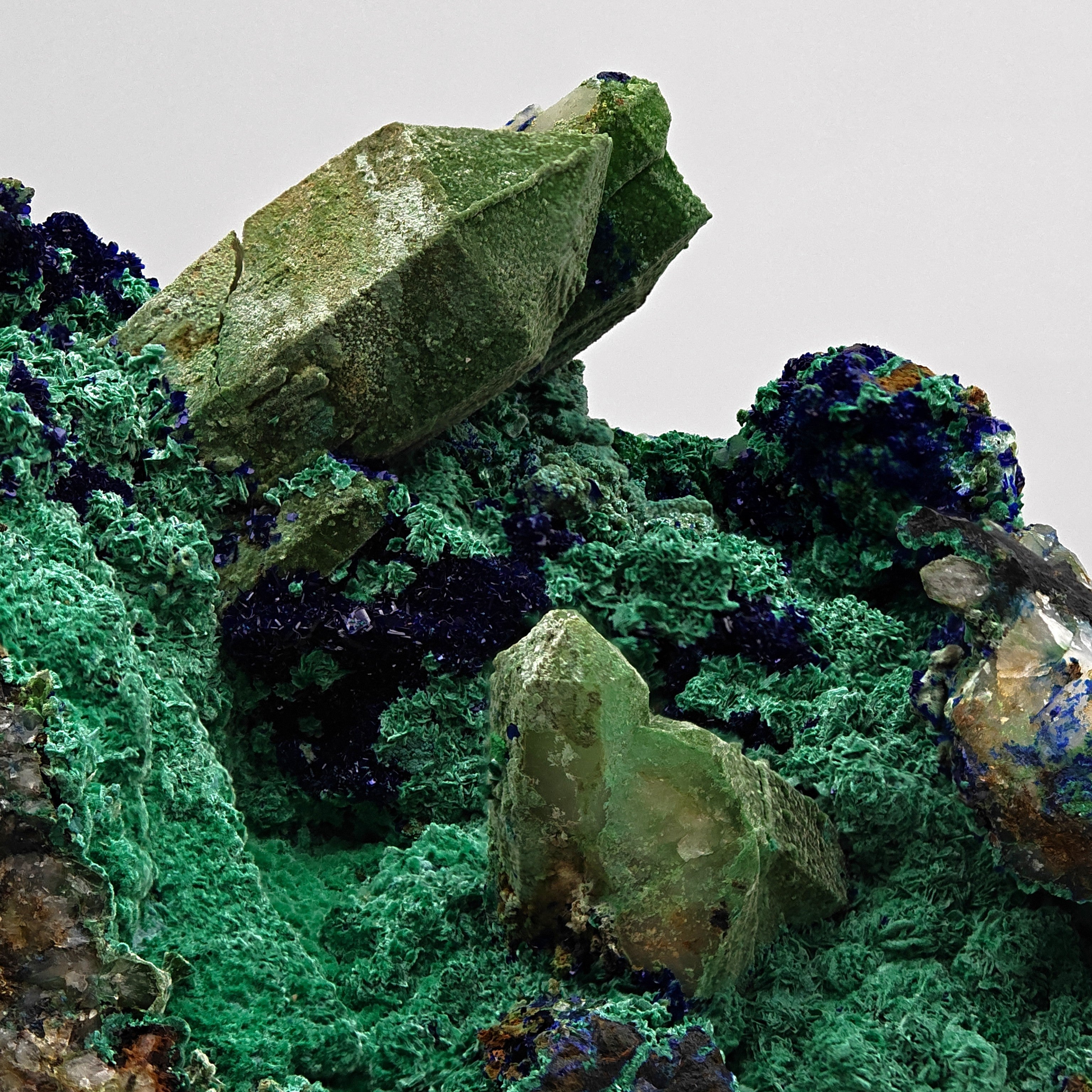 QUARTZ, AZURITE & MALACHITE – Vivid Blue-Green Crystals, M'Ssici, Morocco