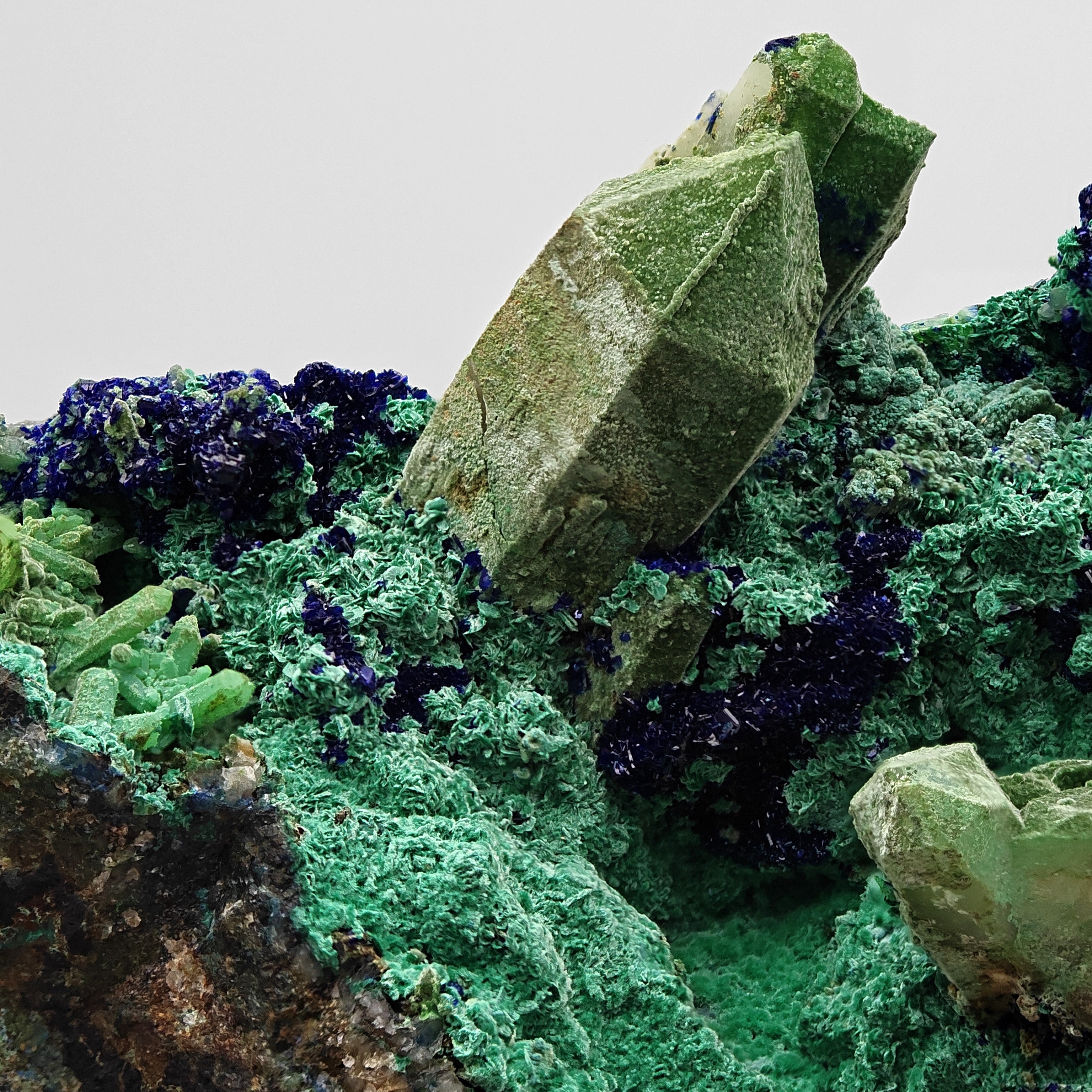 QUARTZ, AZURITE & MALACHITE – Vivid Blue-Green Crystals, M'Ssici, Morocco