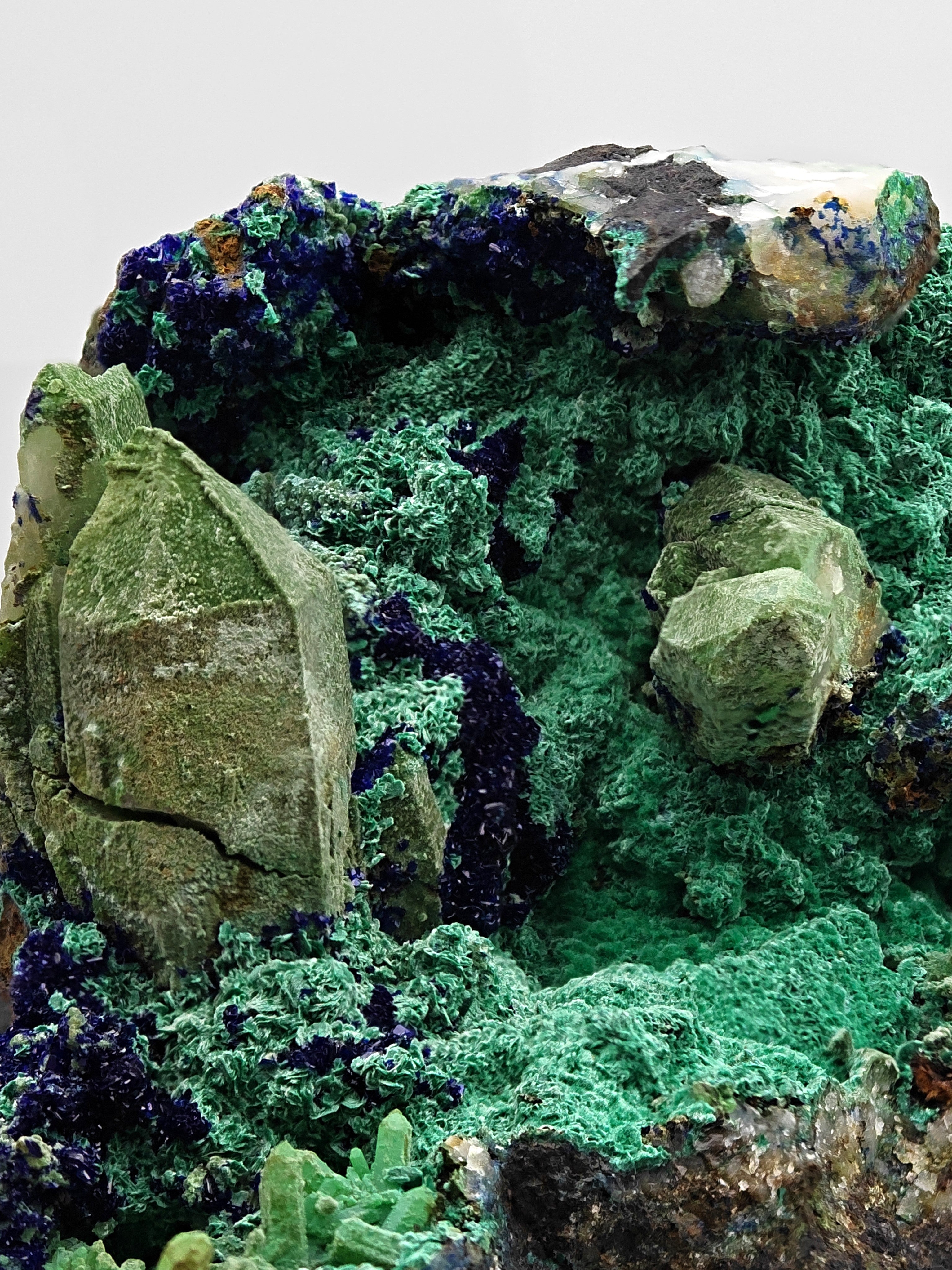 QUARTZ, AZURITE & MALACHITE – Vivid Blue-Green Crystals, M'Ssici, Morocco
