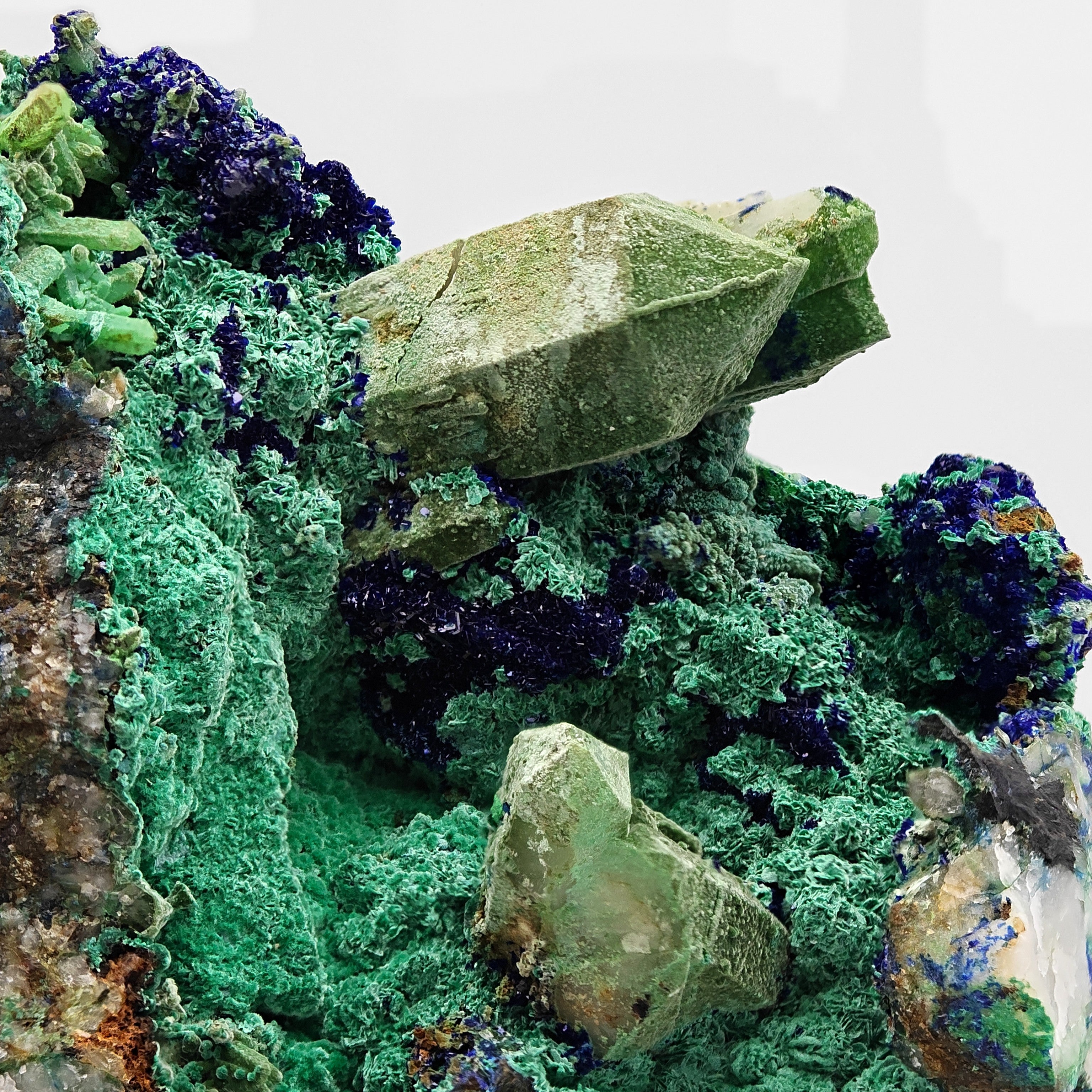 QUARTZ, AZURITE & MALACHITE – Vivid Blue-Green Crystals, M'Ssici, Morocco