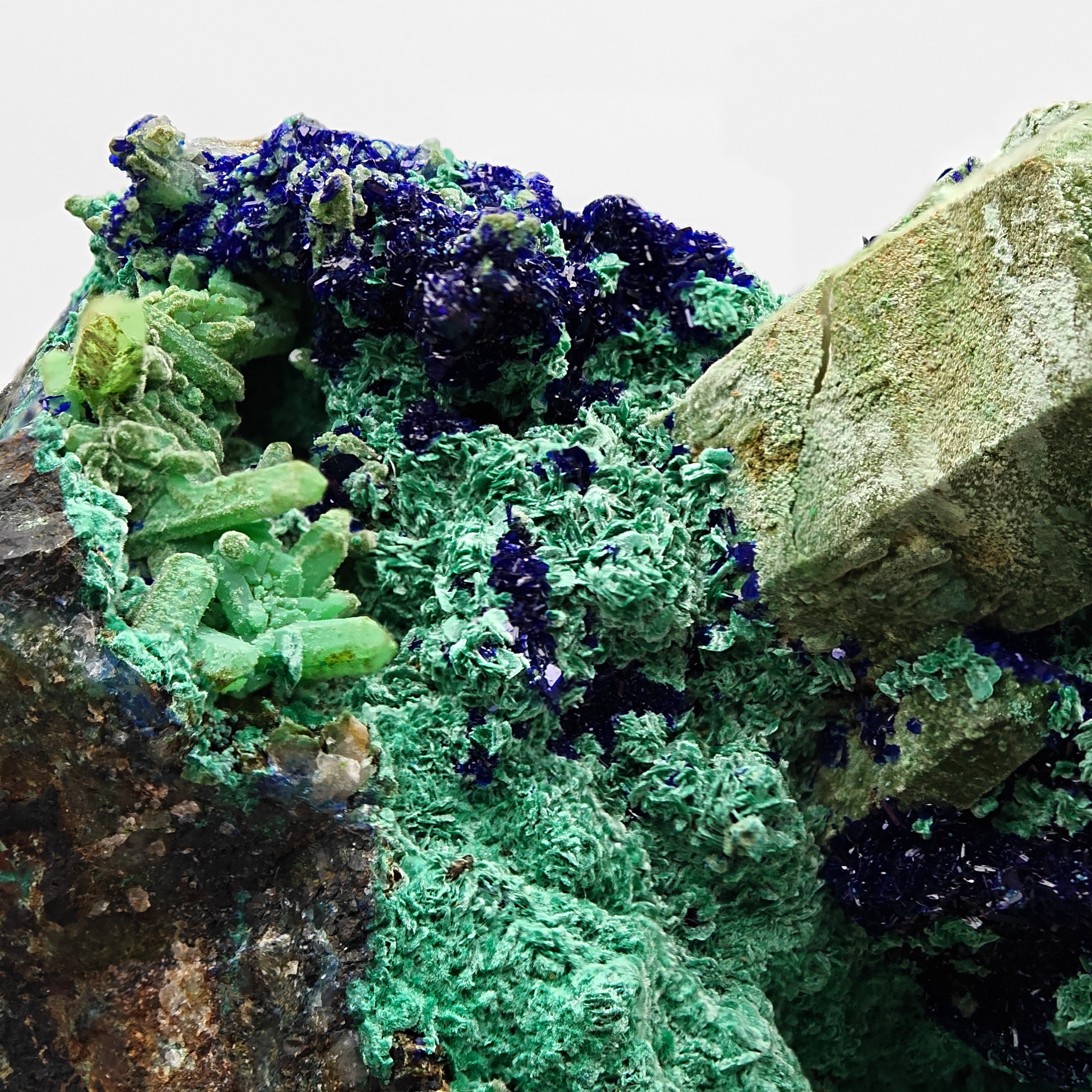 QUARTZ, AZURITE & MALACHITE – Vivid Blue-Green Crystals, M'Ssici, Morocco