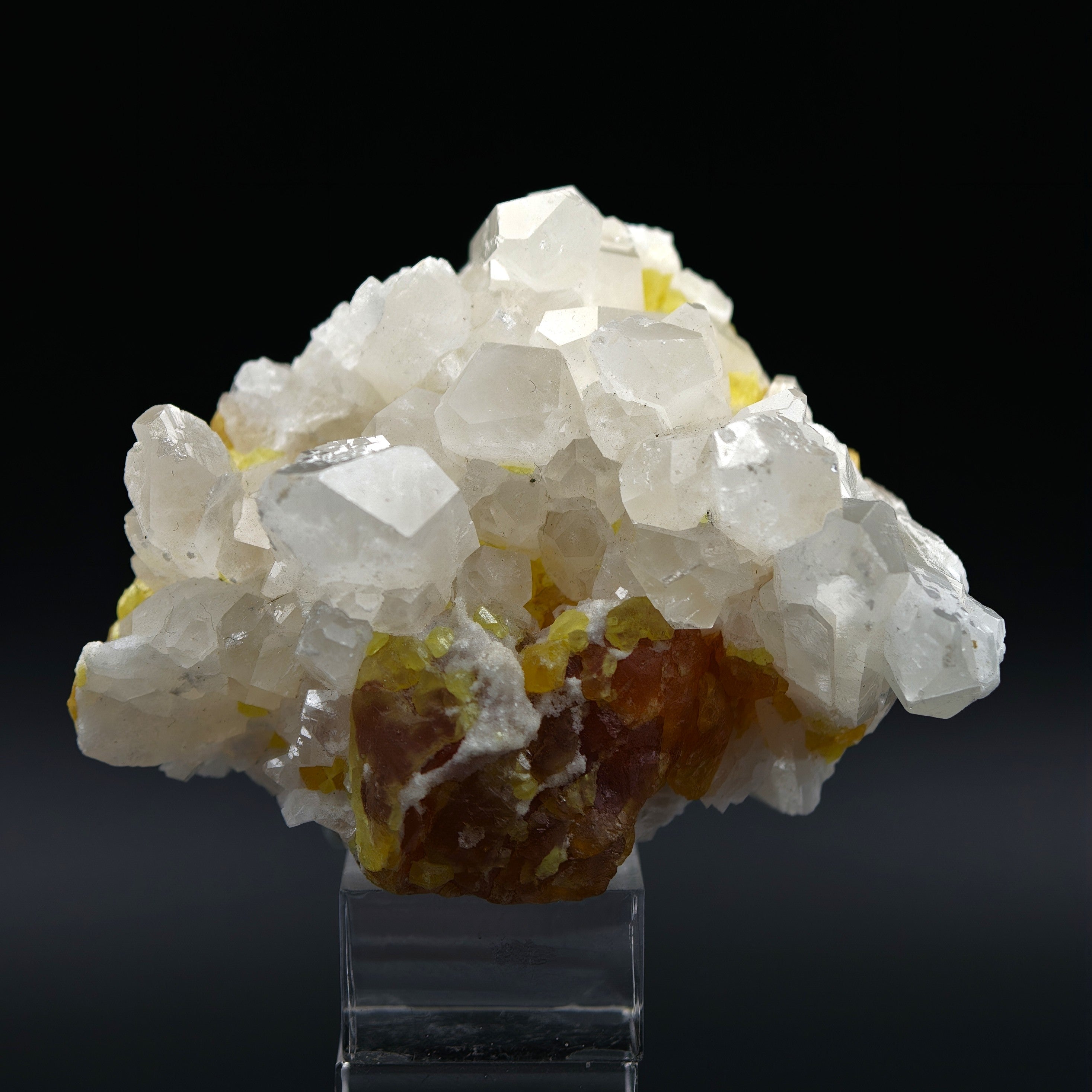 CELESTINE & SULFUR - Bright Celestine with yellow native Sulfur from Sicily, Italy