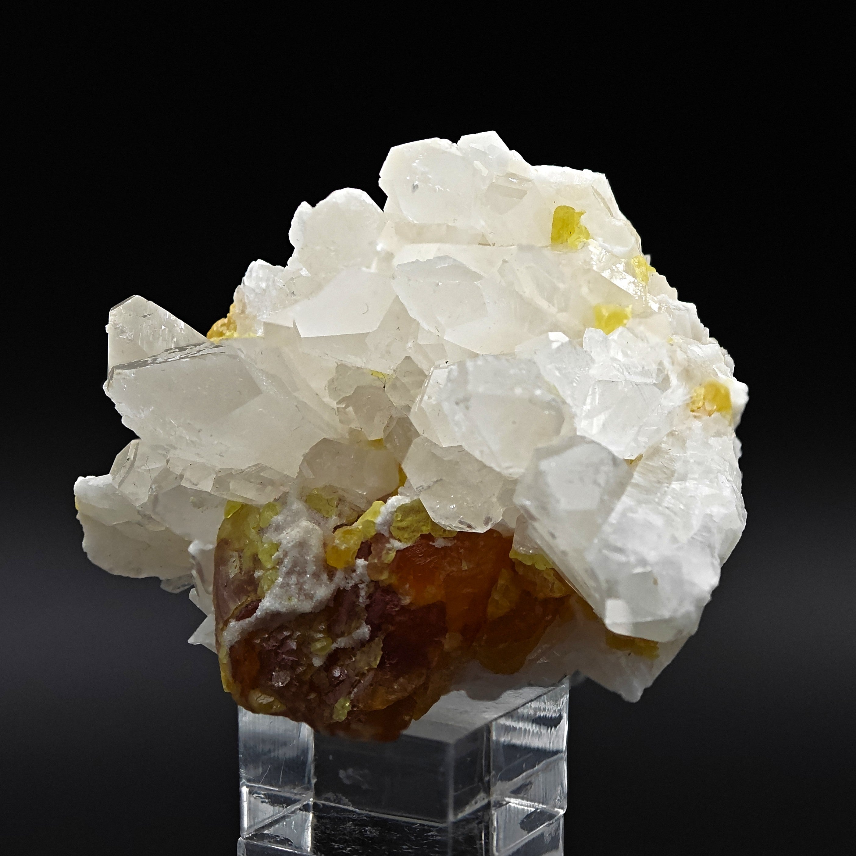 CELESTINE & SULFUR - Bright Celestine with yellow native Sulfur from Sicily, Italy