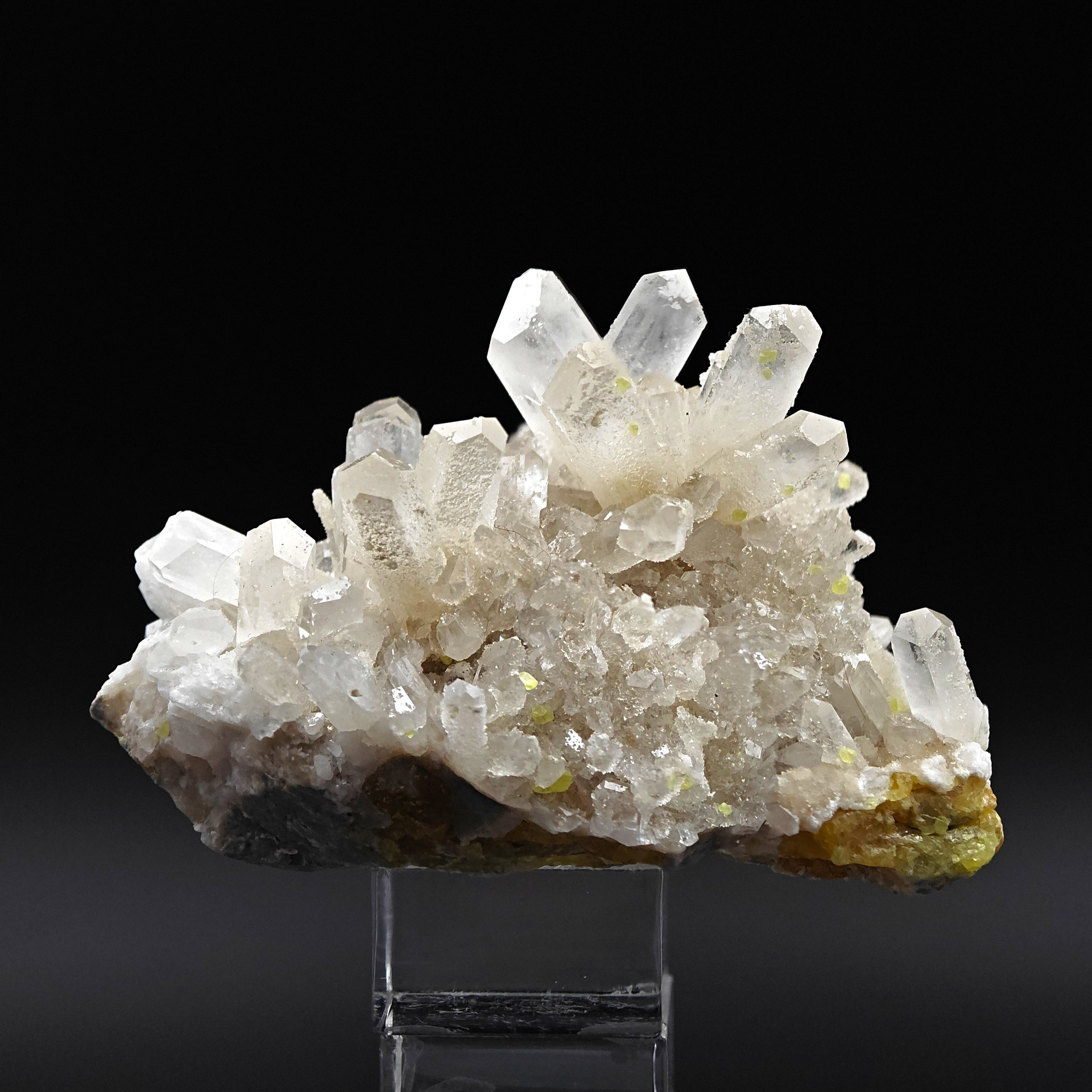 CELESTINE & SULFUR - Lustrous Celestine with yellow native Sulfur from Sicily, Italy - Quartz-like Trasparency