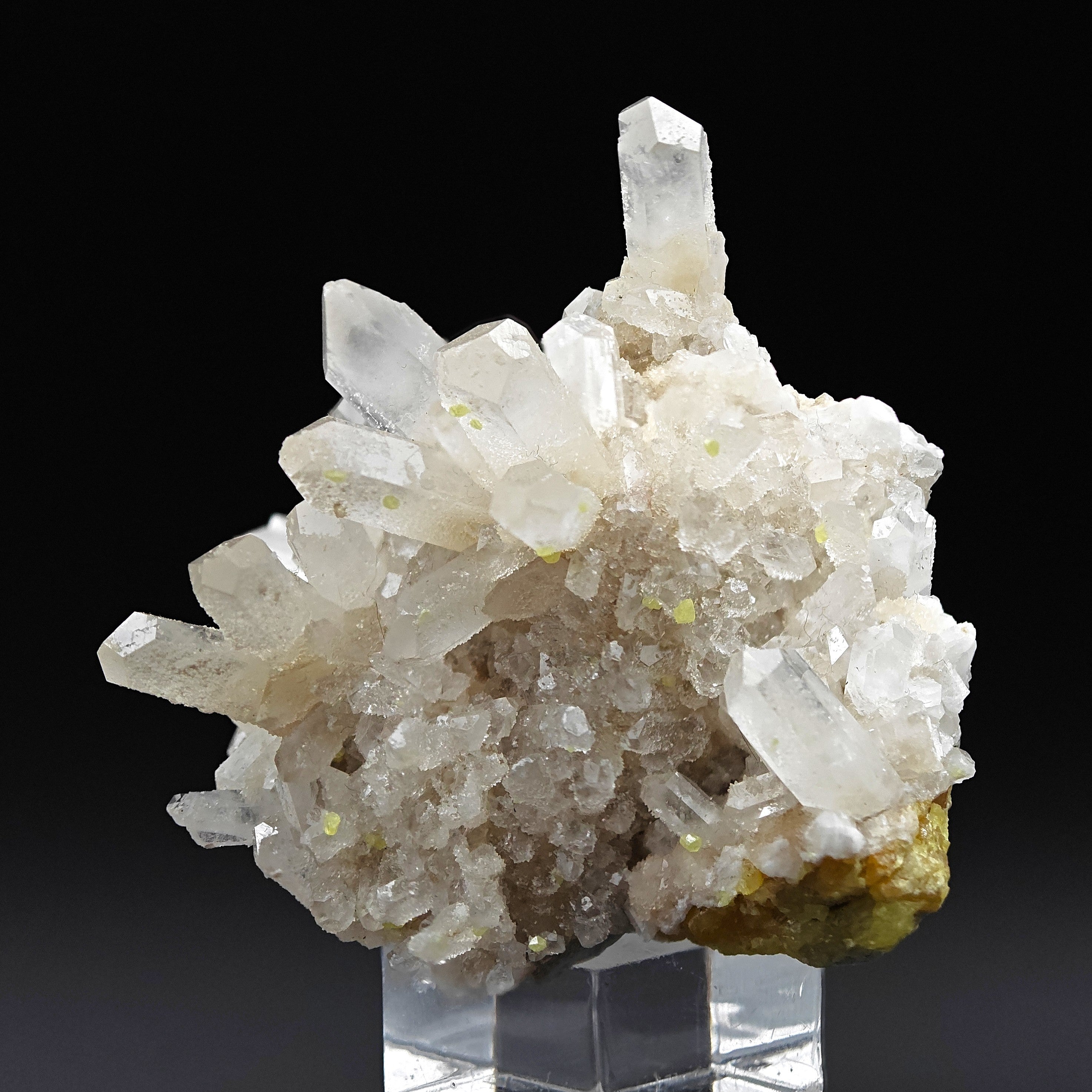 CELESTINE & SULFUR - Lustrous Celestine with yellow native Sulfur from Sicily, Italy - Quartz-like Trasparency