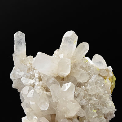 Close-up of Celestine crystals with native Sulfur matrix, Floristella Mine, Enna, Sicily