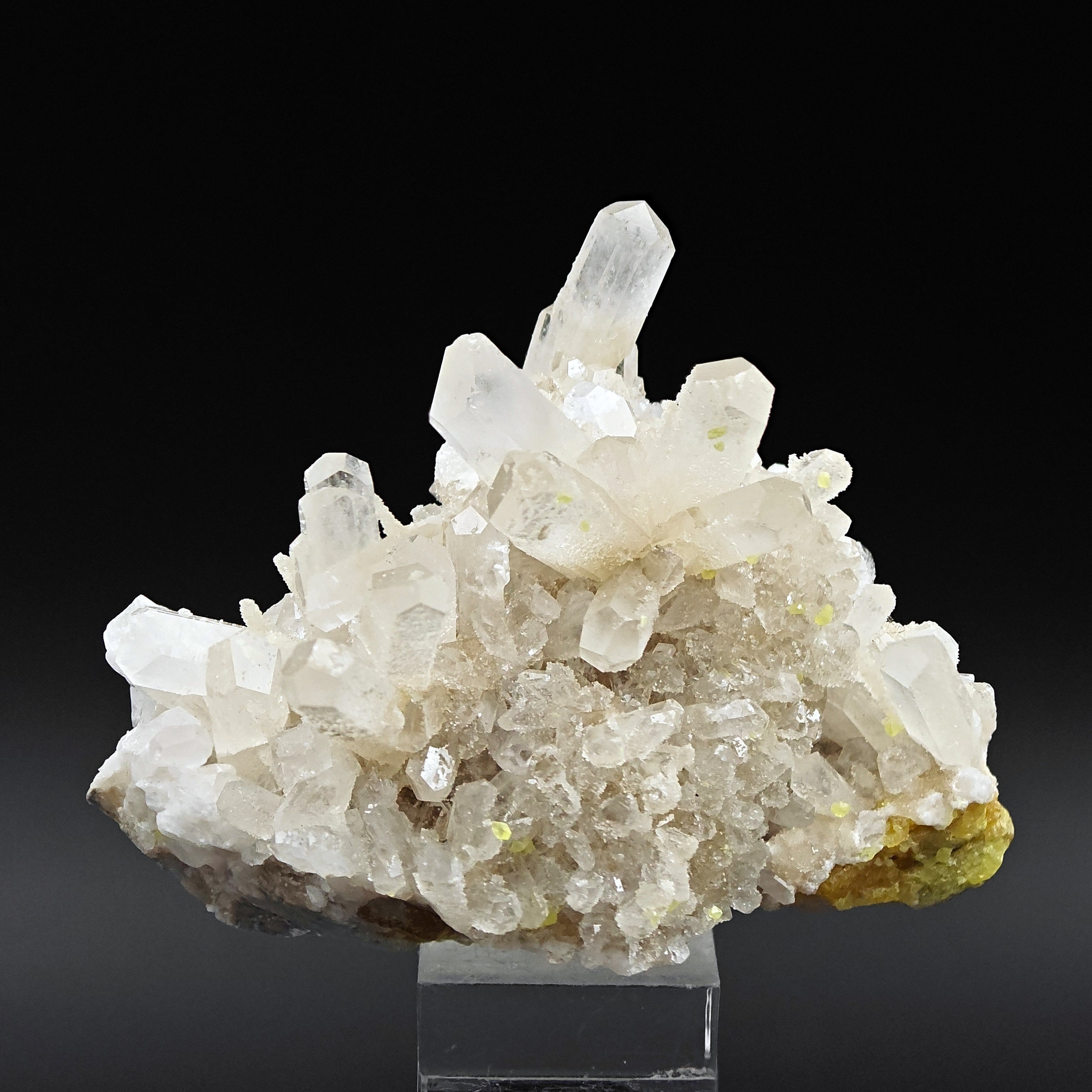 CELESTINE & SULFUR - Lustrous Celestine with yellow native Sulfur from Sicily, Italy - Quartz-like Trasparency