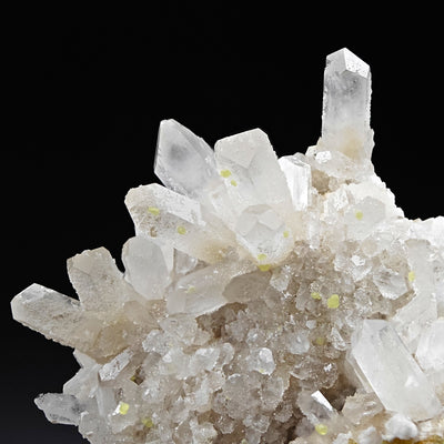 Close-up of Celestine crystals with Sulfur specks, Floristella Mine, Enna, Sicily