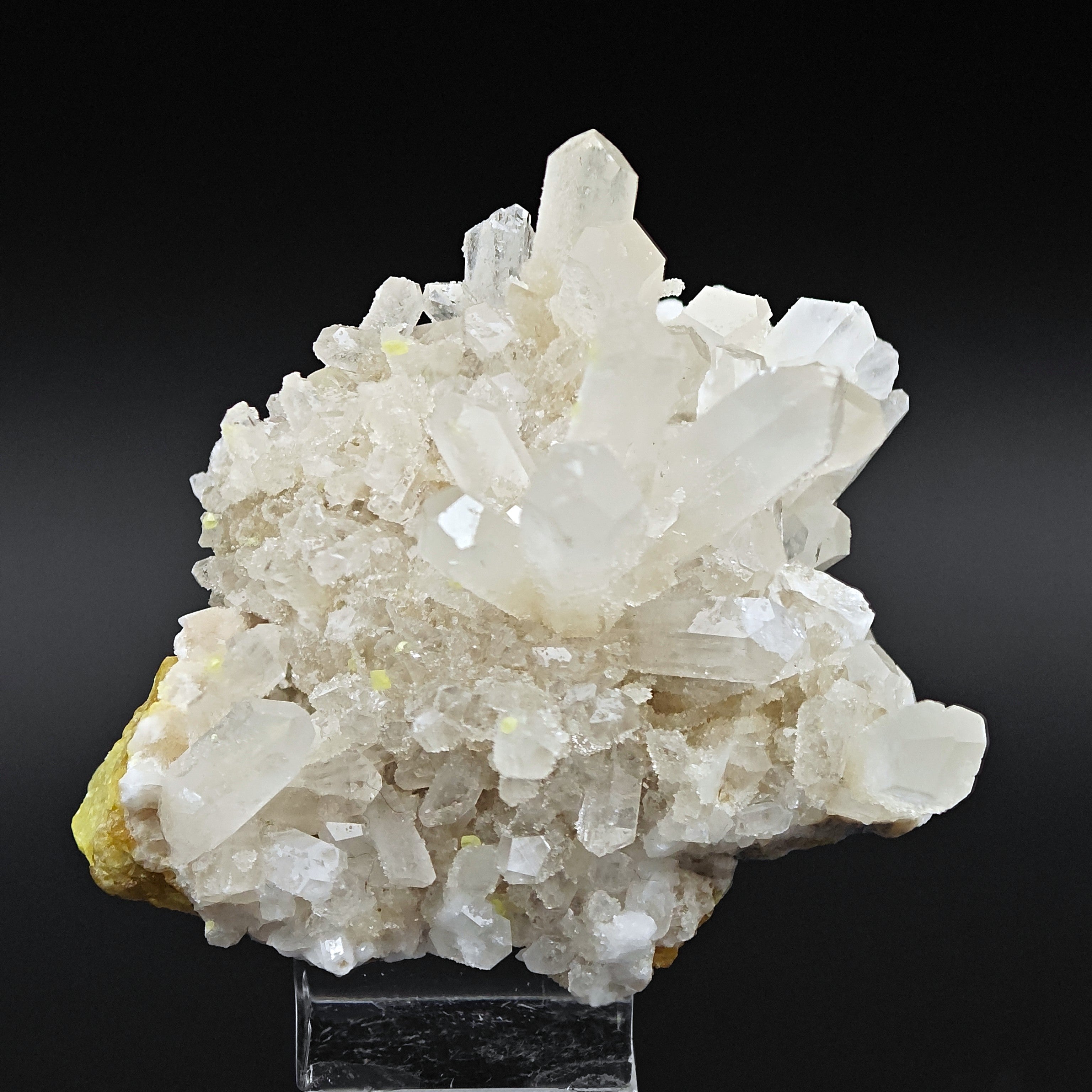 CELESTINE & SULFUR - Lustrous Celestine with yellow native Sulfur from Sicily, Italy - Quartz-like Trasparency