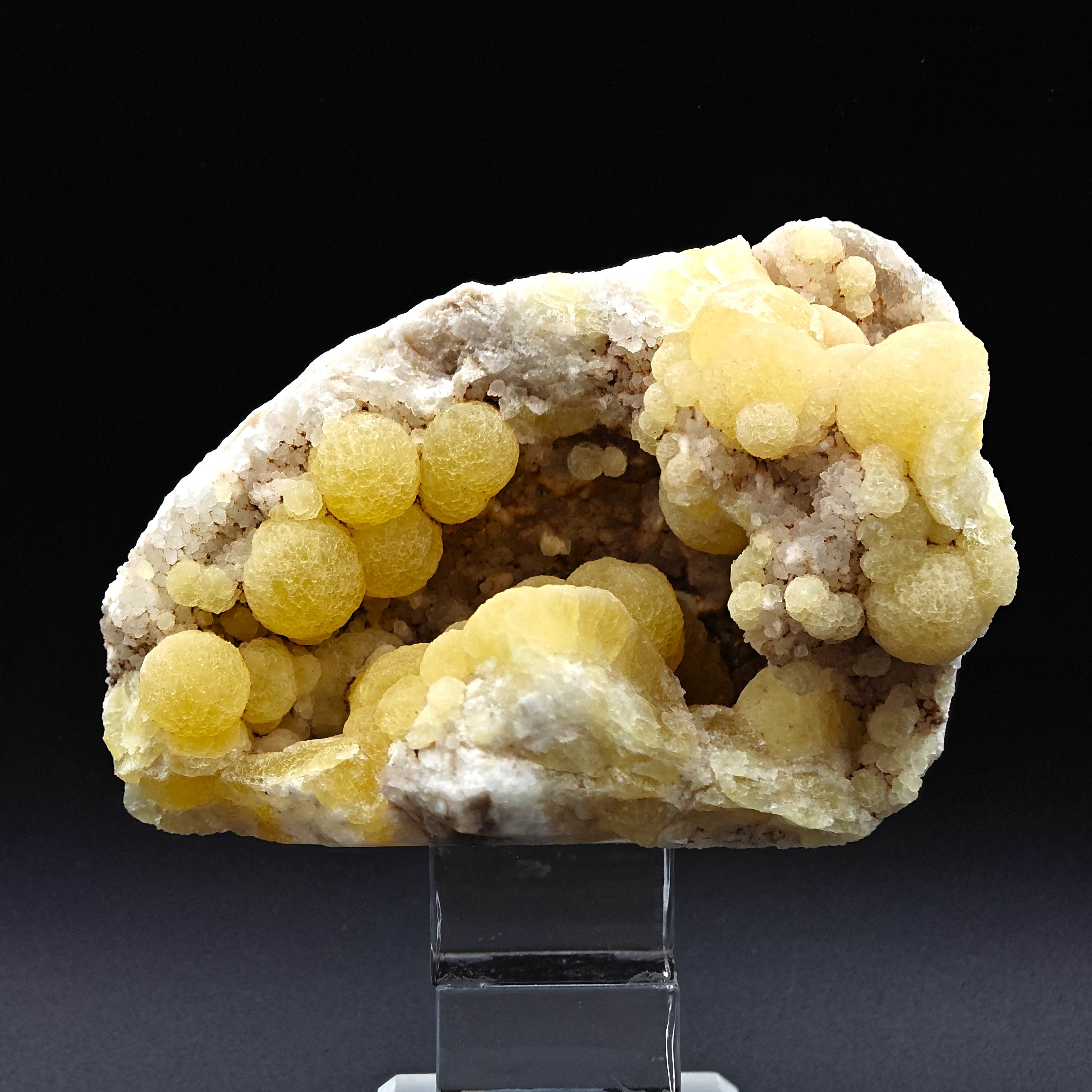 FLUORITE – Spherical Golden-Yellow Crystals on Quartz, Zhejiang, China