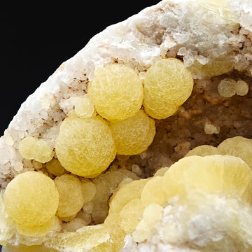 FLUORITE – Spherical Golden-Yellow Crystals on Quartz, Zhejiang, China