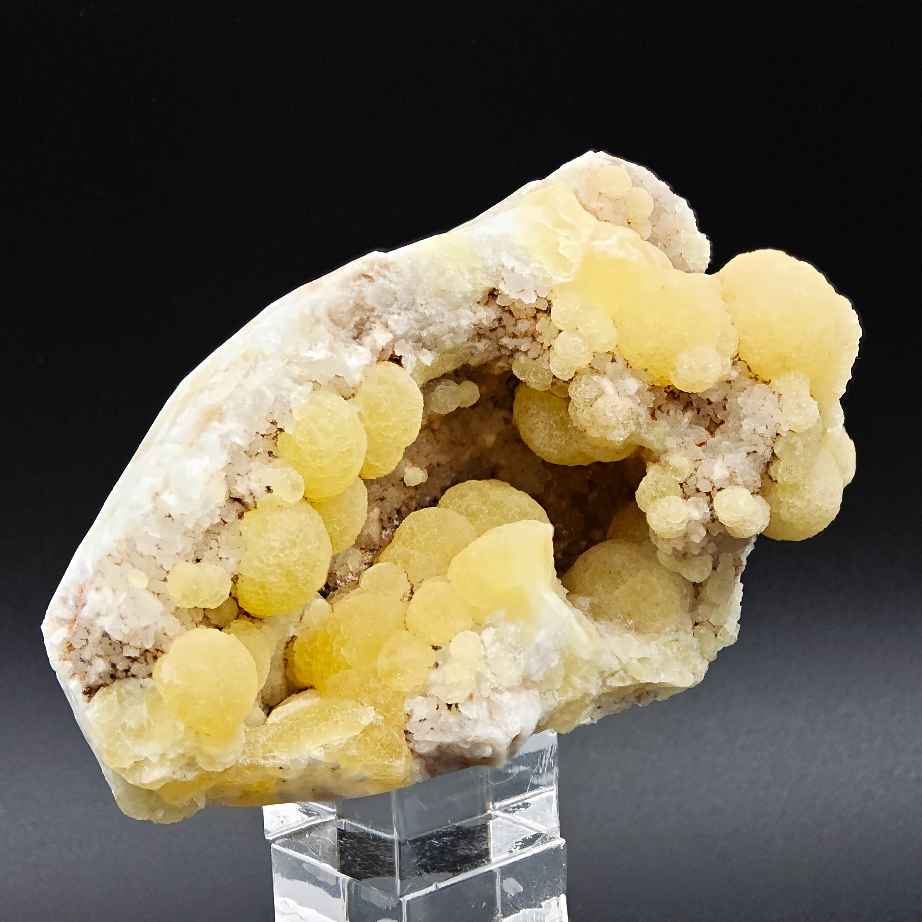 FLUORITE – Spherical Golden-Yellow Crystals on Quartz, Zhejiang, China