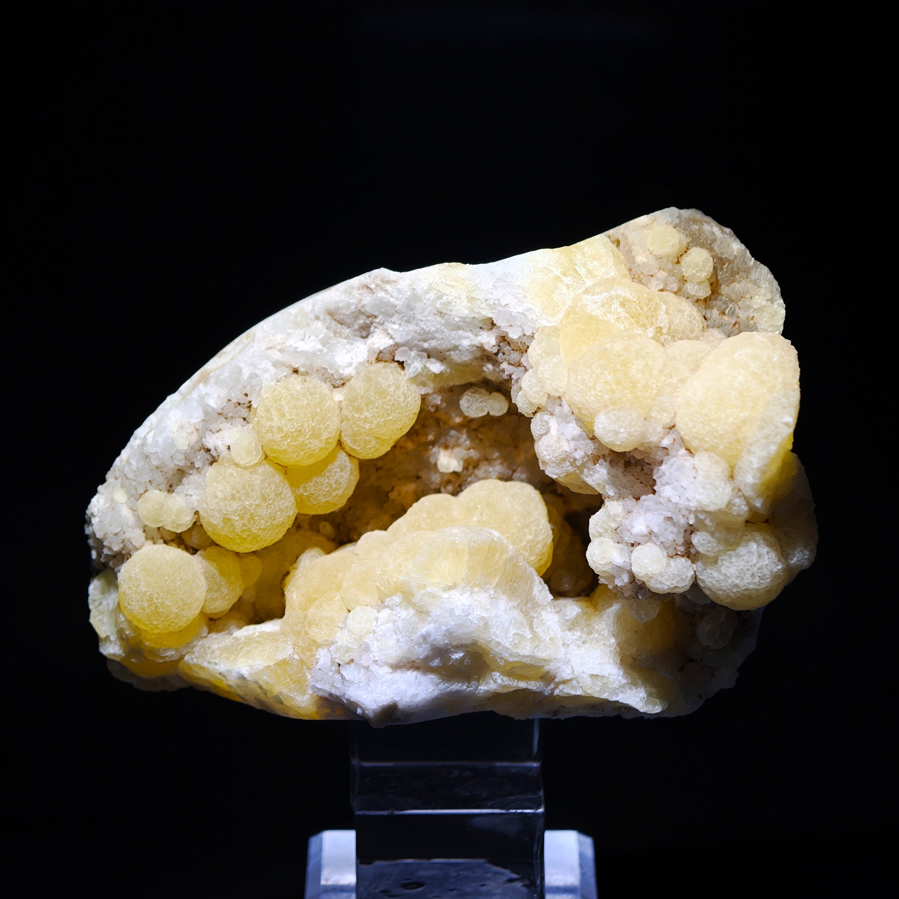 FLUORITE – Spherical Golden-Yellow Crystals on Quartz, Zhejiang, China