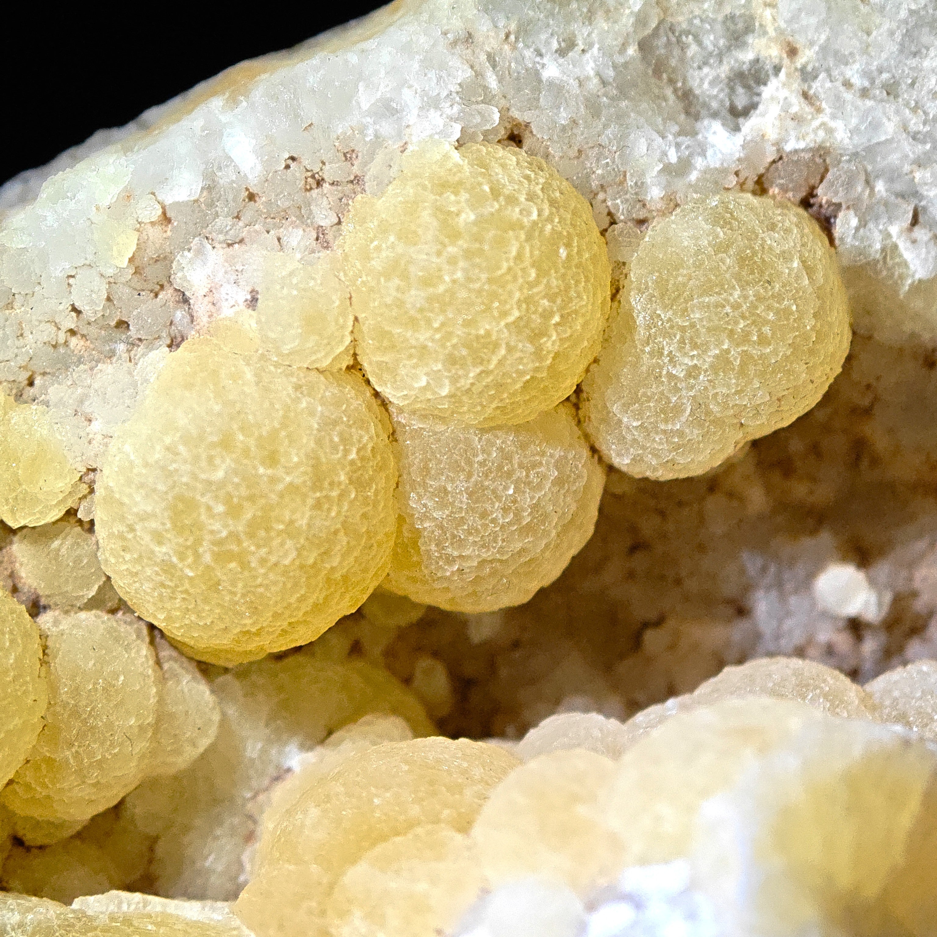 FLUORITE – Spherical Golden-Yellow Crystals on Quartz, Zhejiang, China
