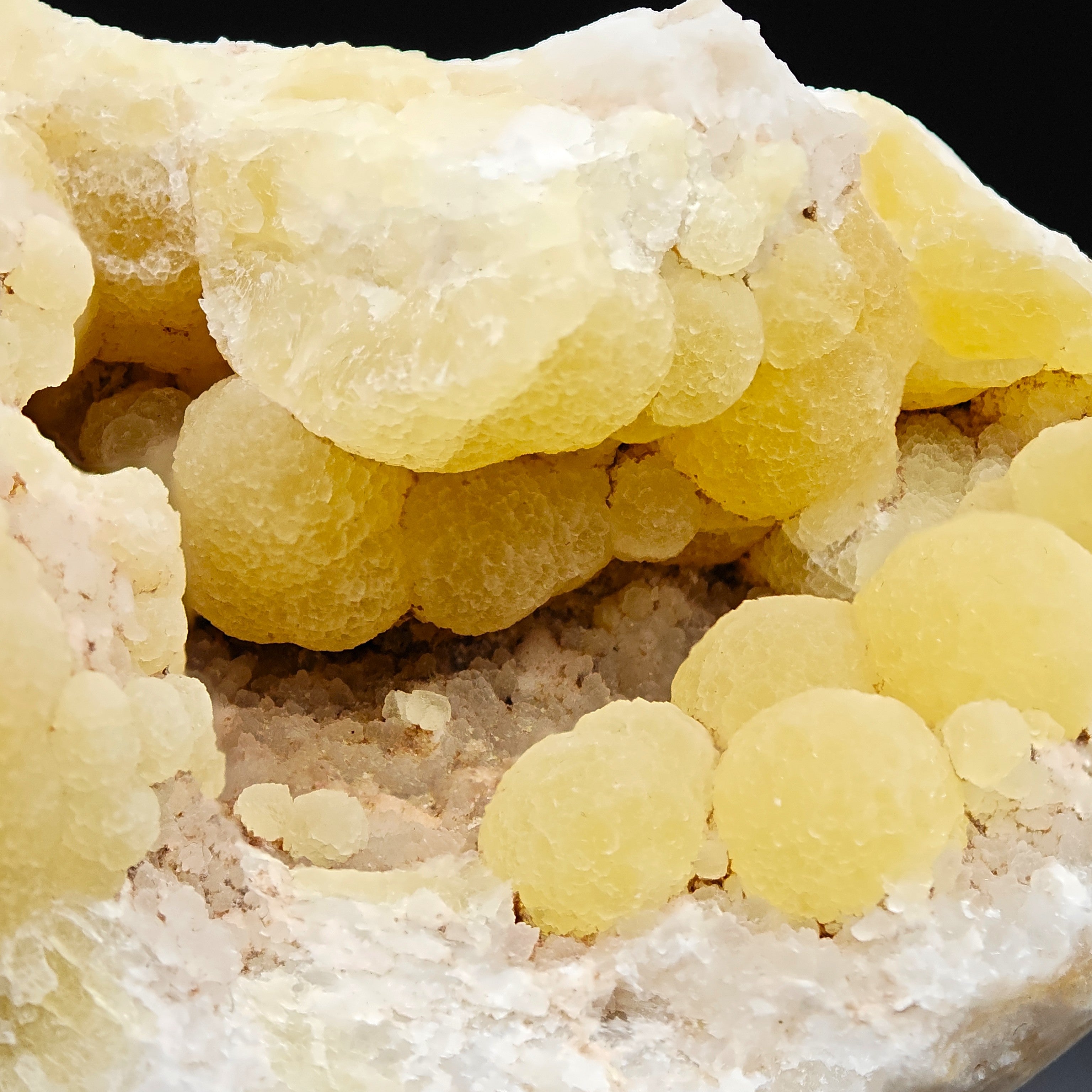 FLUORITE – Spherical Golden-Yellow Crystals on Quartz, Zhejiang, China